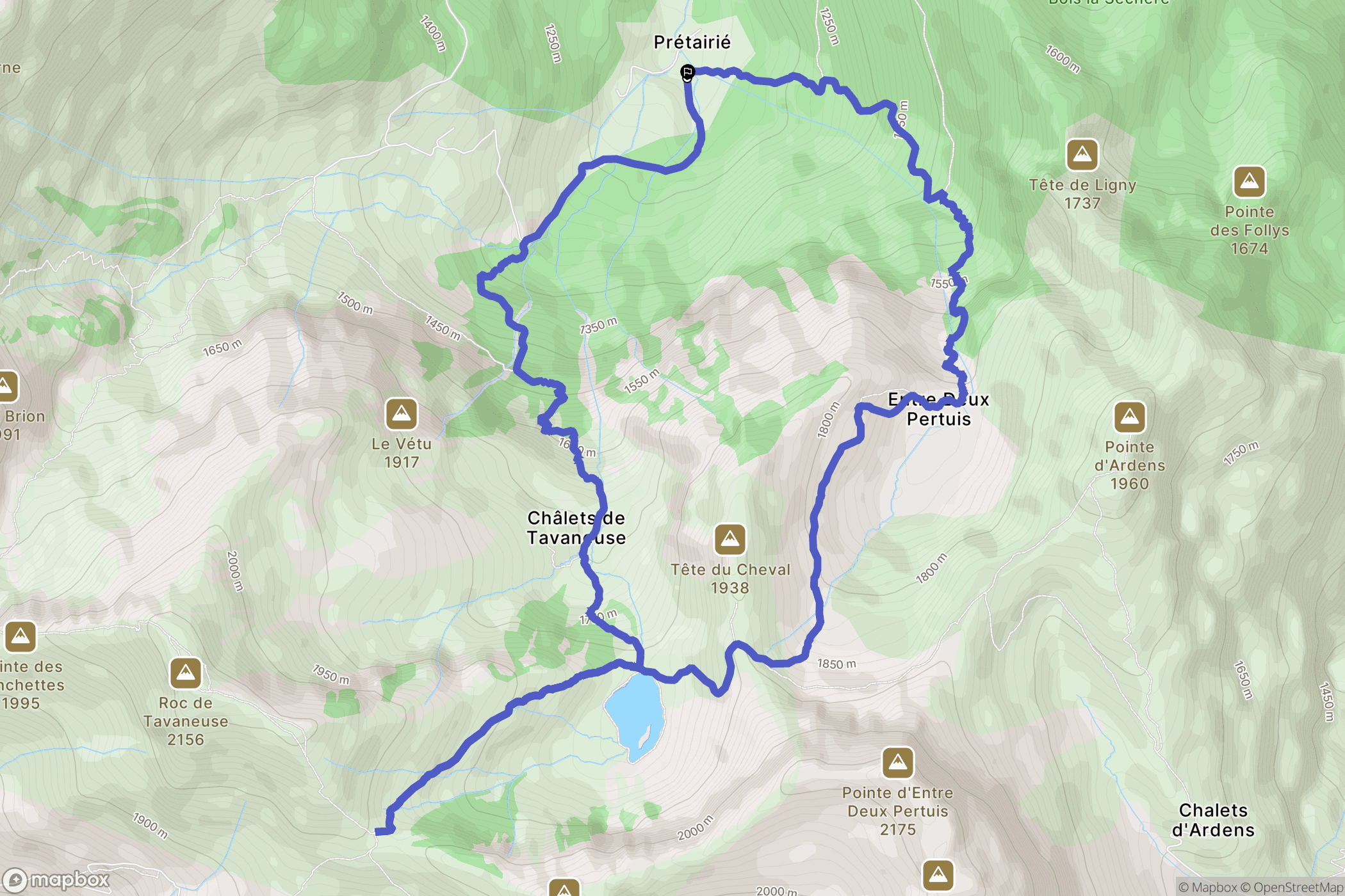 Abondance : carte du parcours de randonnée - France