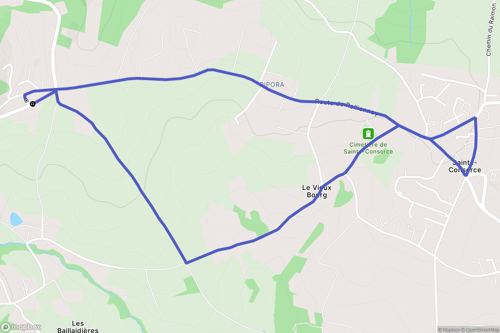 Pollionnay : carte du parcours de randonnée - France