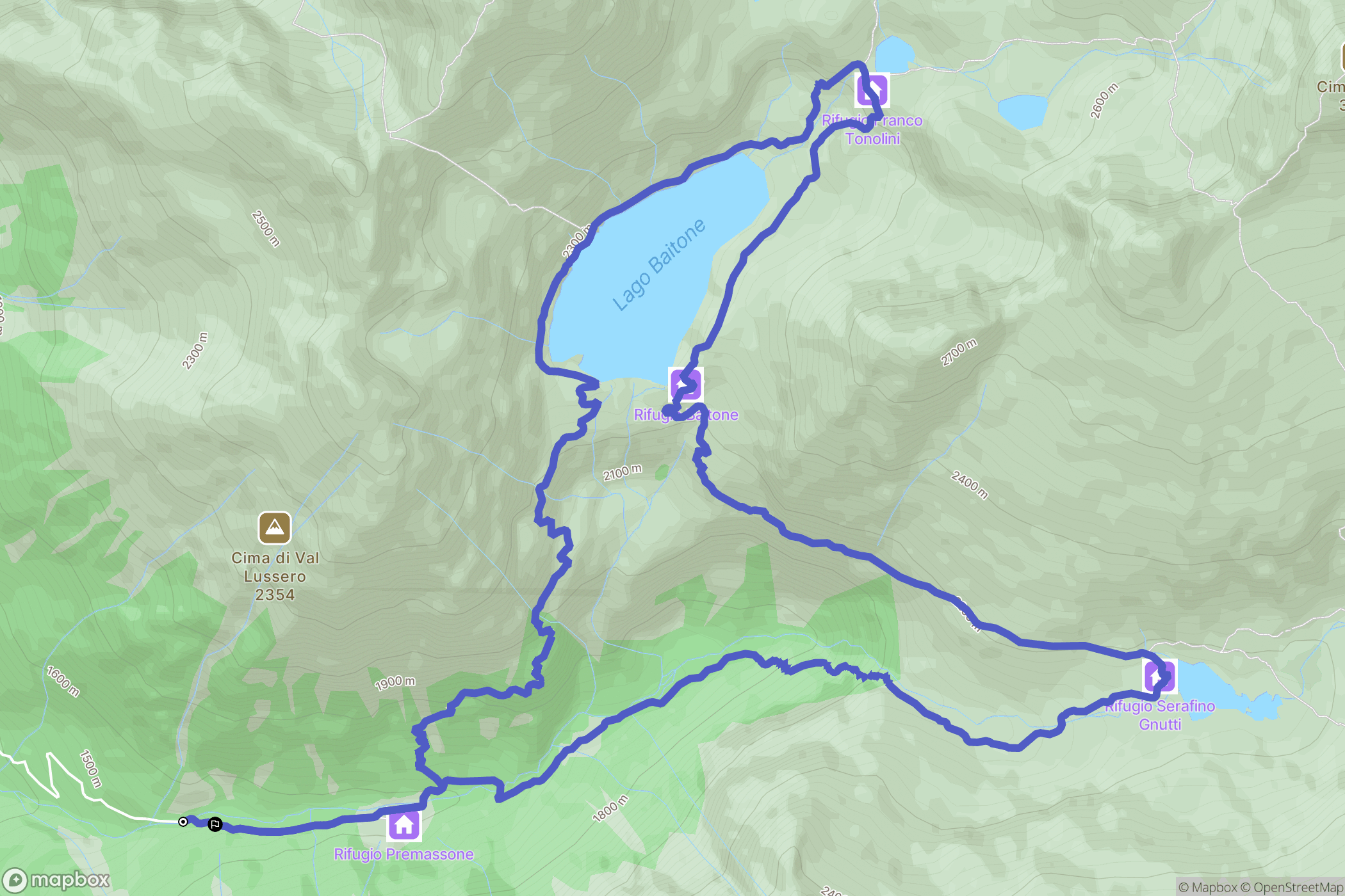 Sonico : carte du parcours de randonnée - Italy