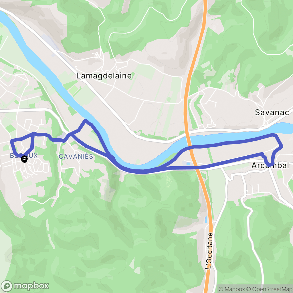 Cahors : carte du parcours de randonnée - France