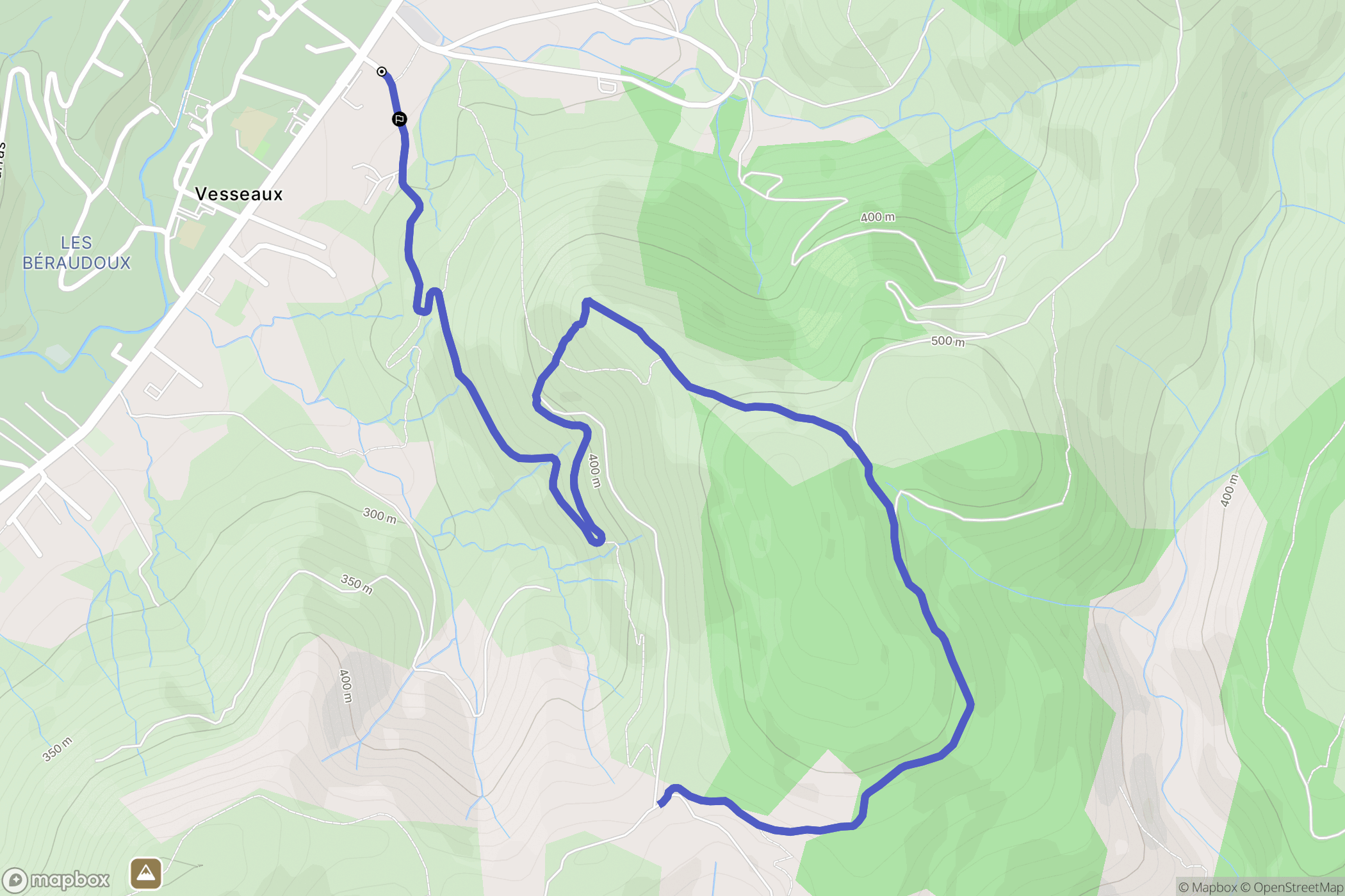 Vesseaux : carte du parcours de randonnée - France