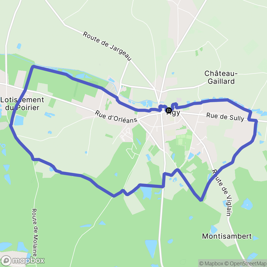 Tigy : carte du parcours de randonnée - France