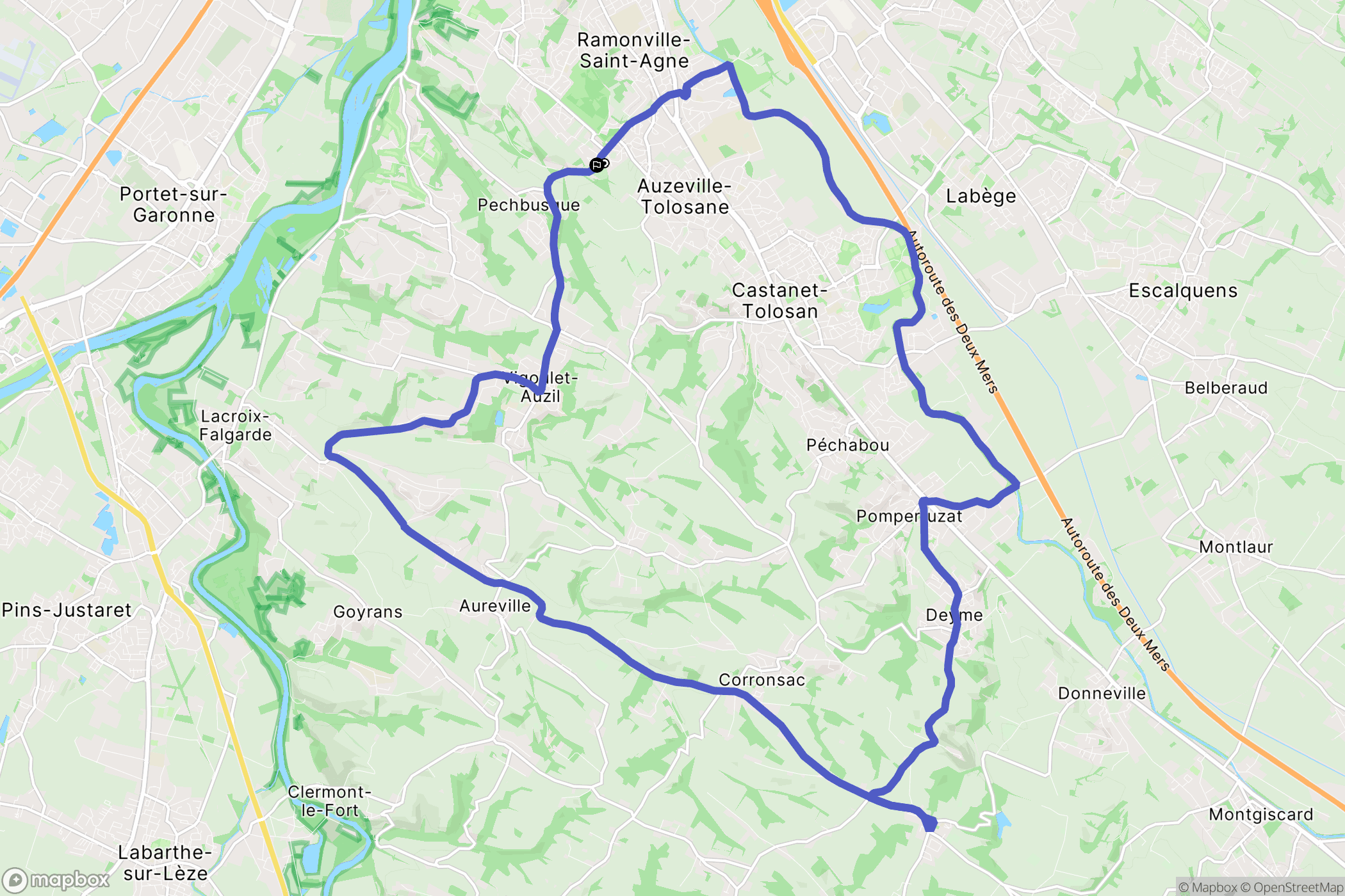 Ramonville-Saint-Agne : carte du parcours de randonnée - France