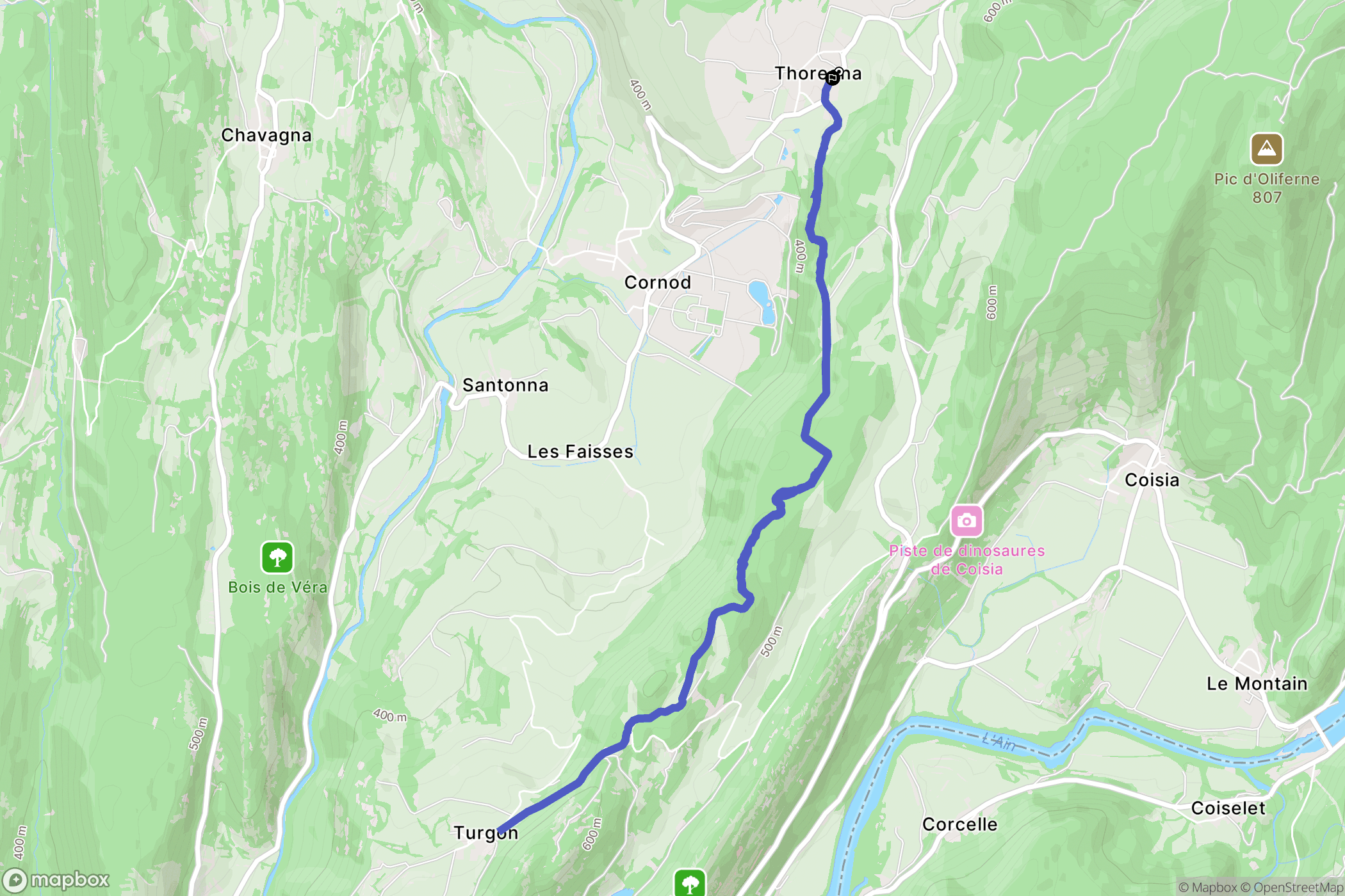 Cornod : carte du parcours de randonnée - France