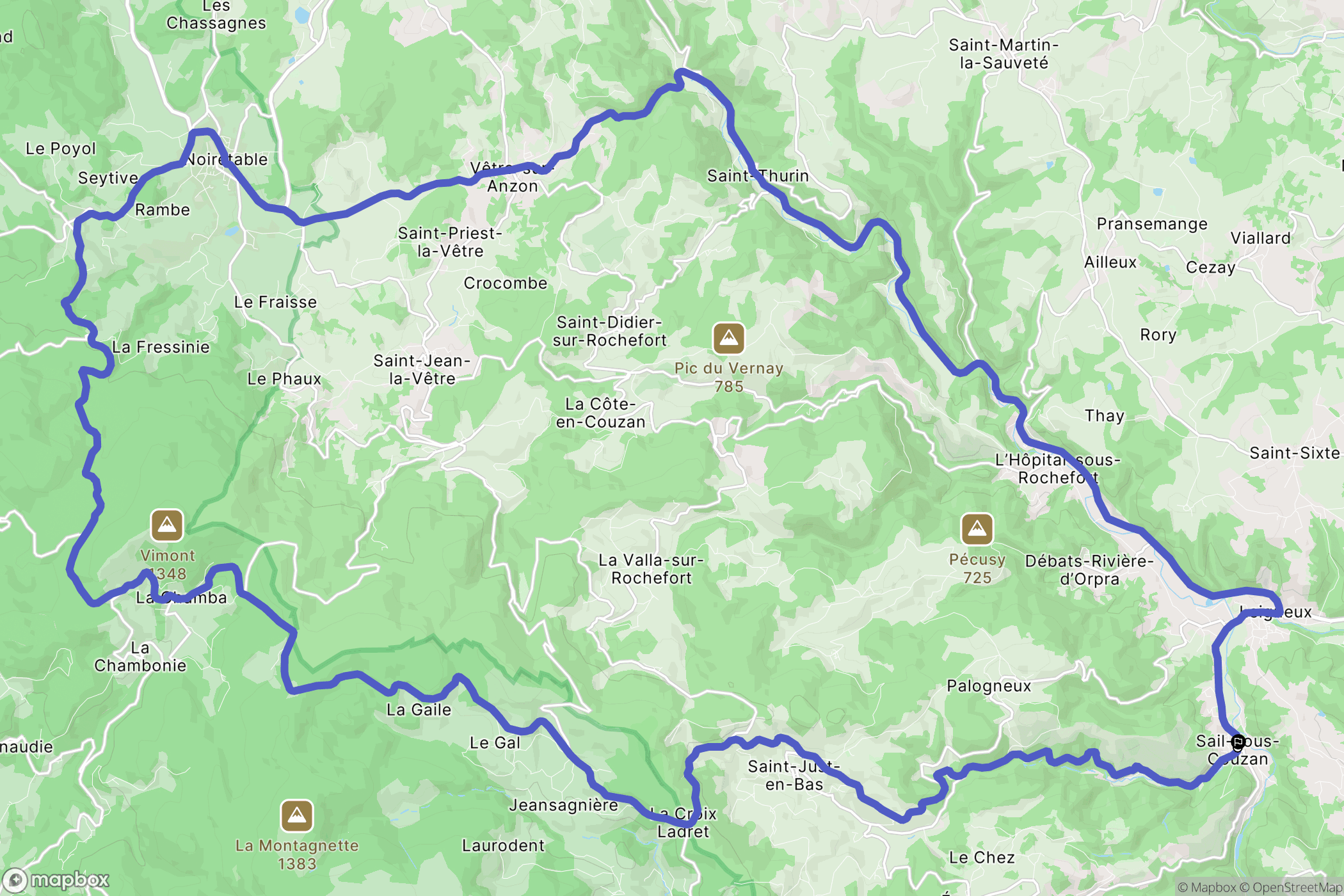 Sail-sous-Couzan : carte du parcours de randonnée - France