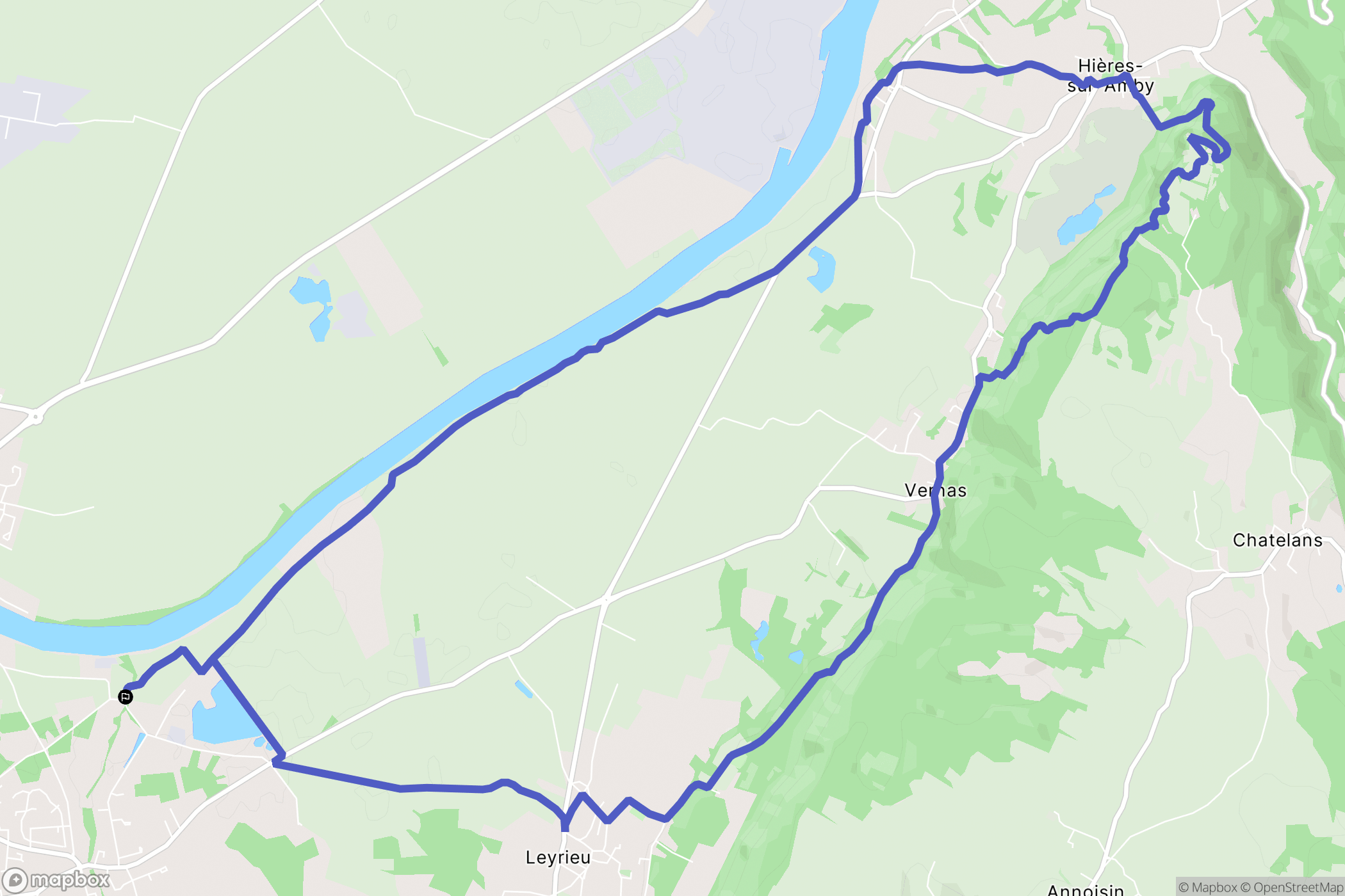 Saint-Romain-de-Jalionas : carte du parcours de randonnée - France
