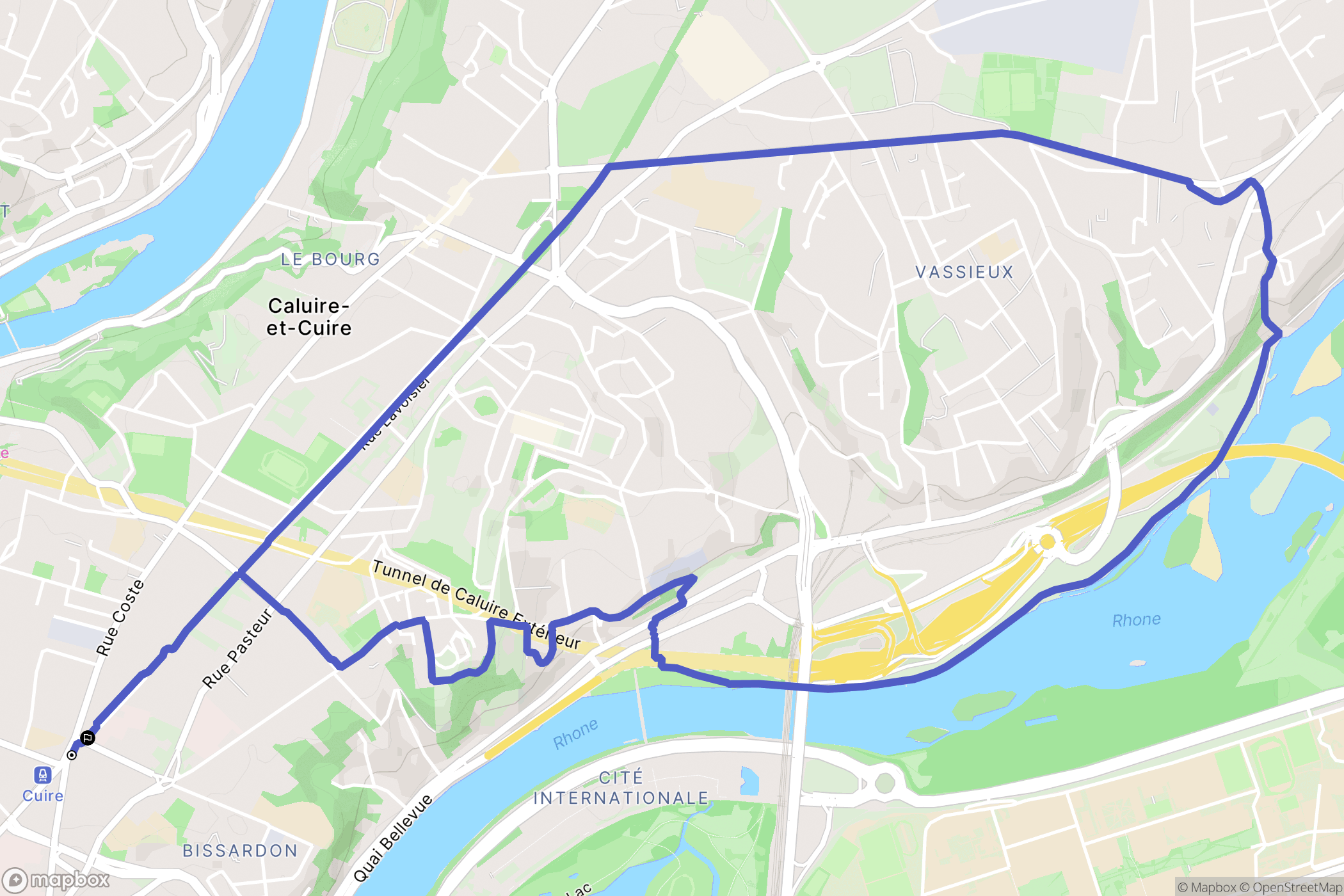 Caluire-et-Cuire : carte du parcours de randonnée - France