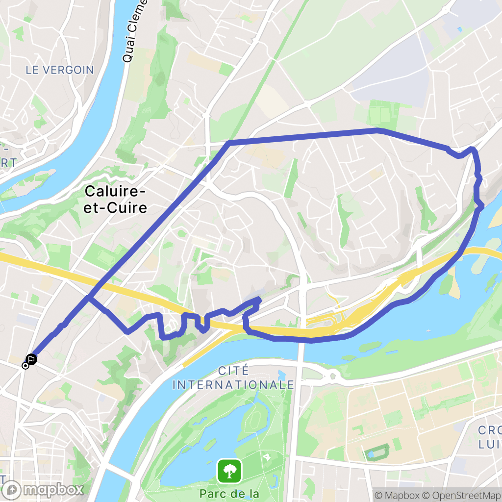 Caluire-et-Cuire : carte du parcours de randonnée - France