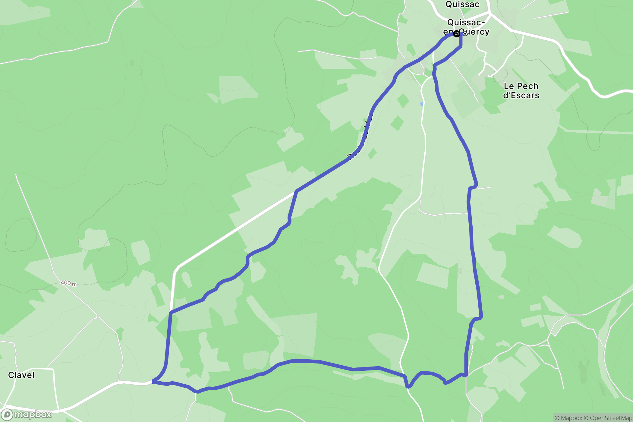 Quissac-en-Quercy : carte du parcours de randonnée - France