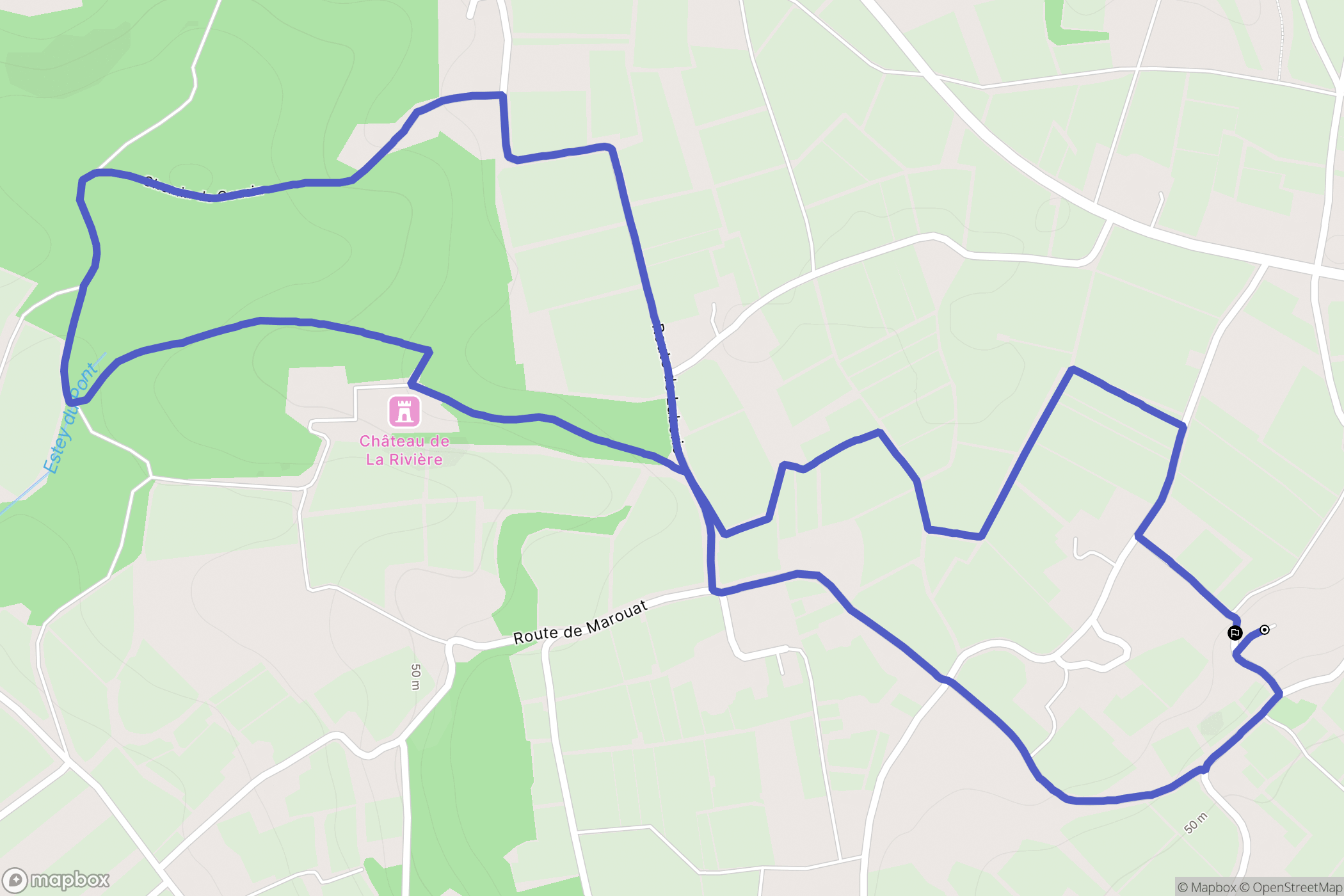 La Rivière : carte du parcours de randonnée - France