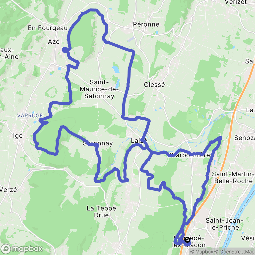 Mâcon : carte du parcours de randonnée - France