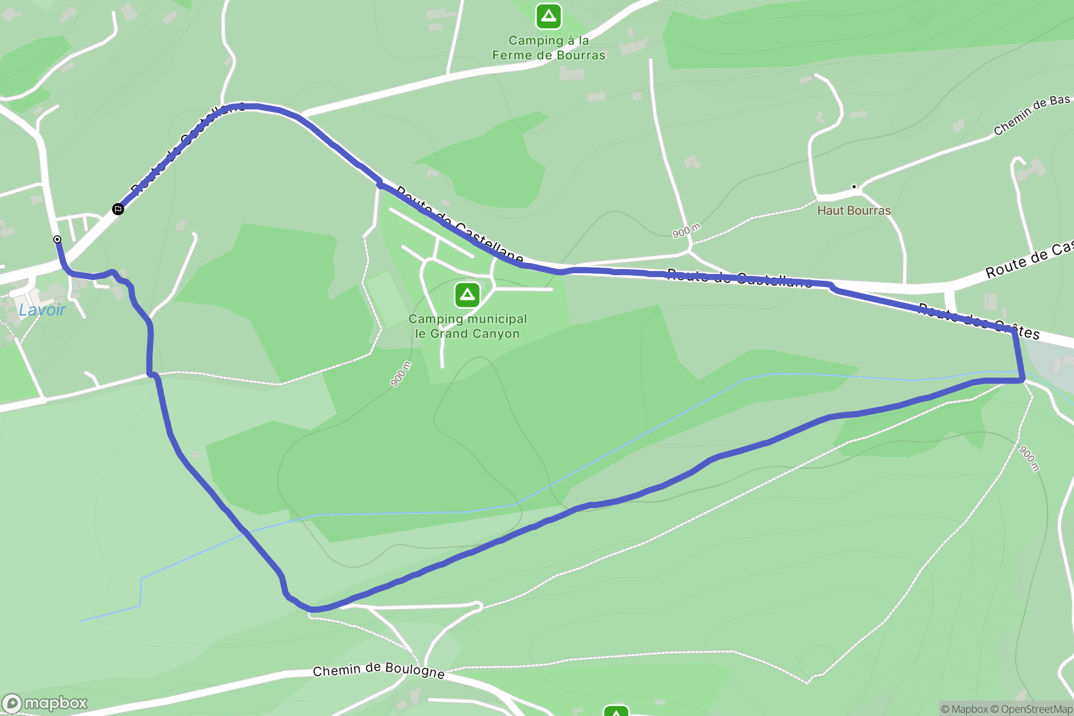 La Palud-sur-Verdon : carte du parcours de randonnée - France