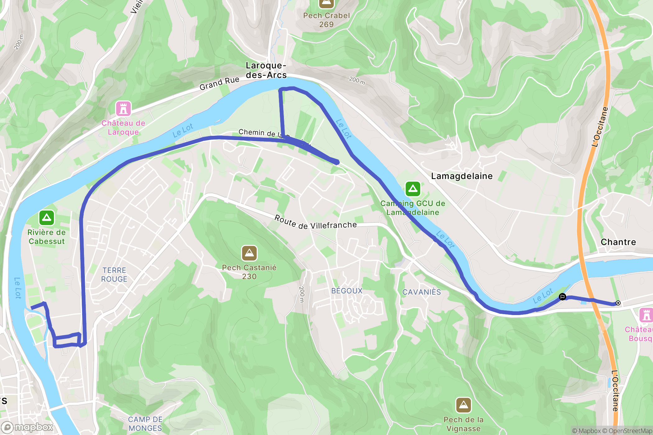 Arcambal : carte du parcours de randonnée - France