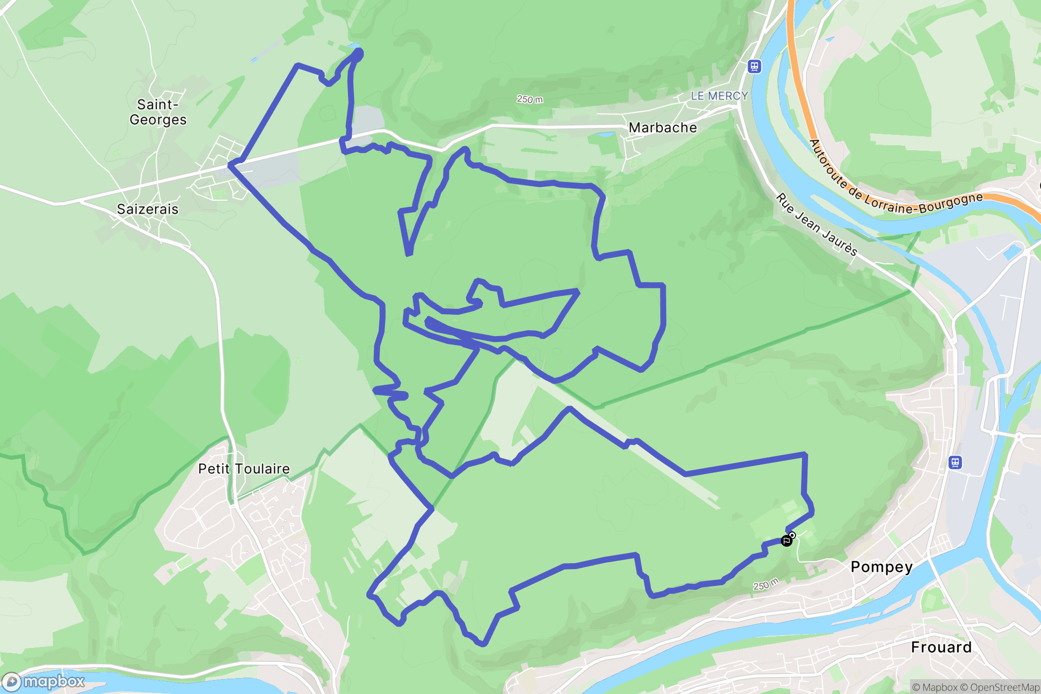 Pompey : carte du parcours de randonnée - France