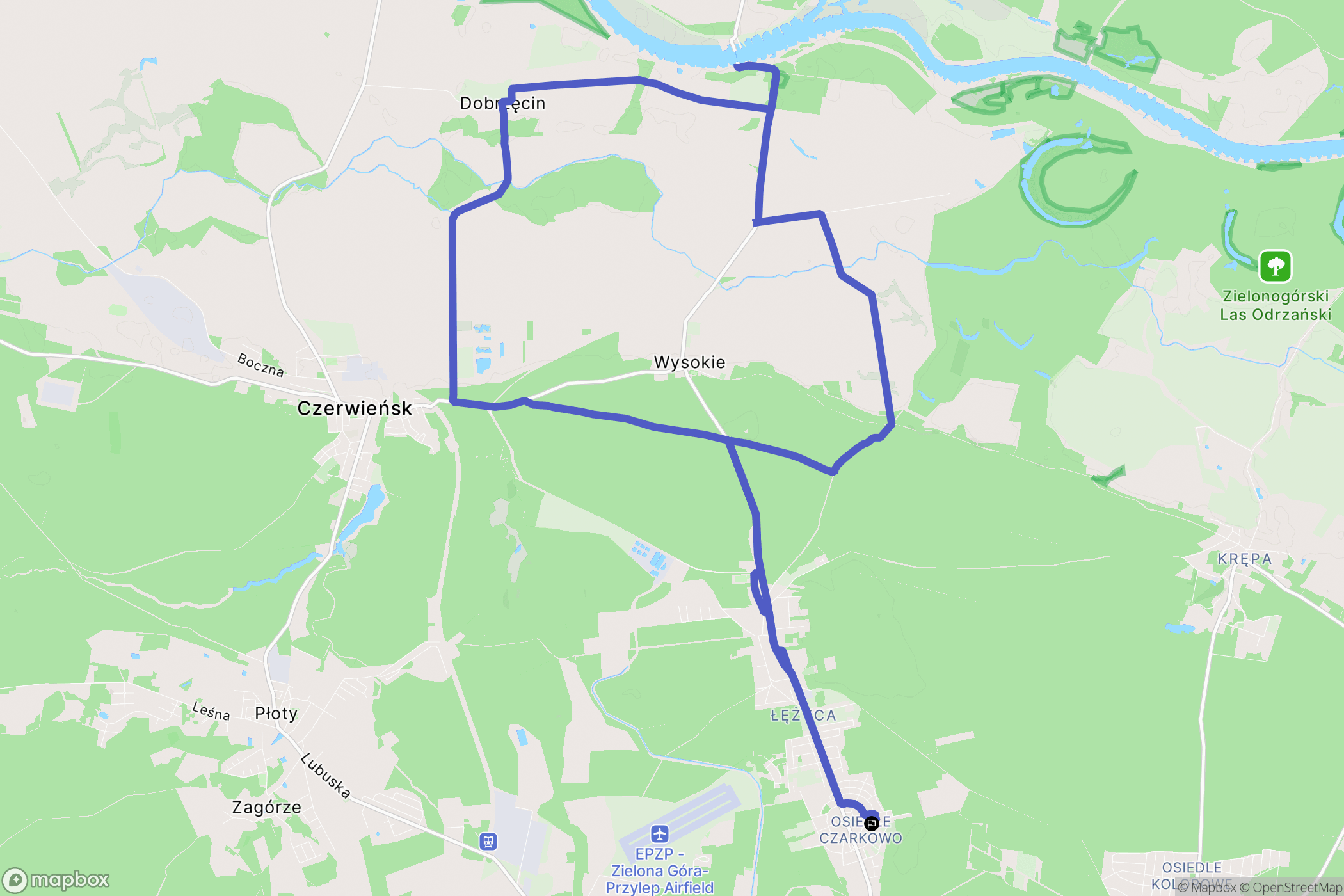 Zielona Góra: mapa trasy - Poland