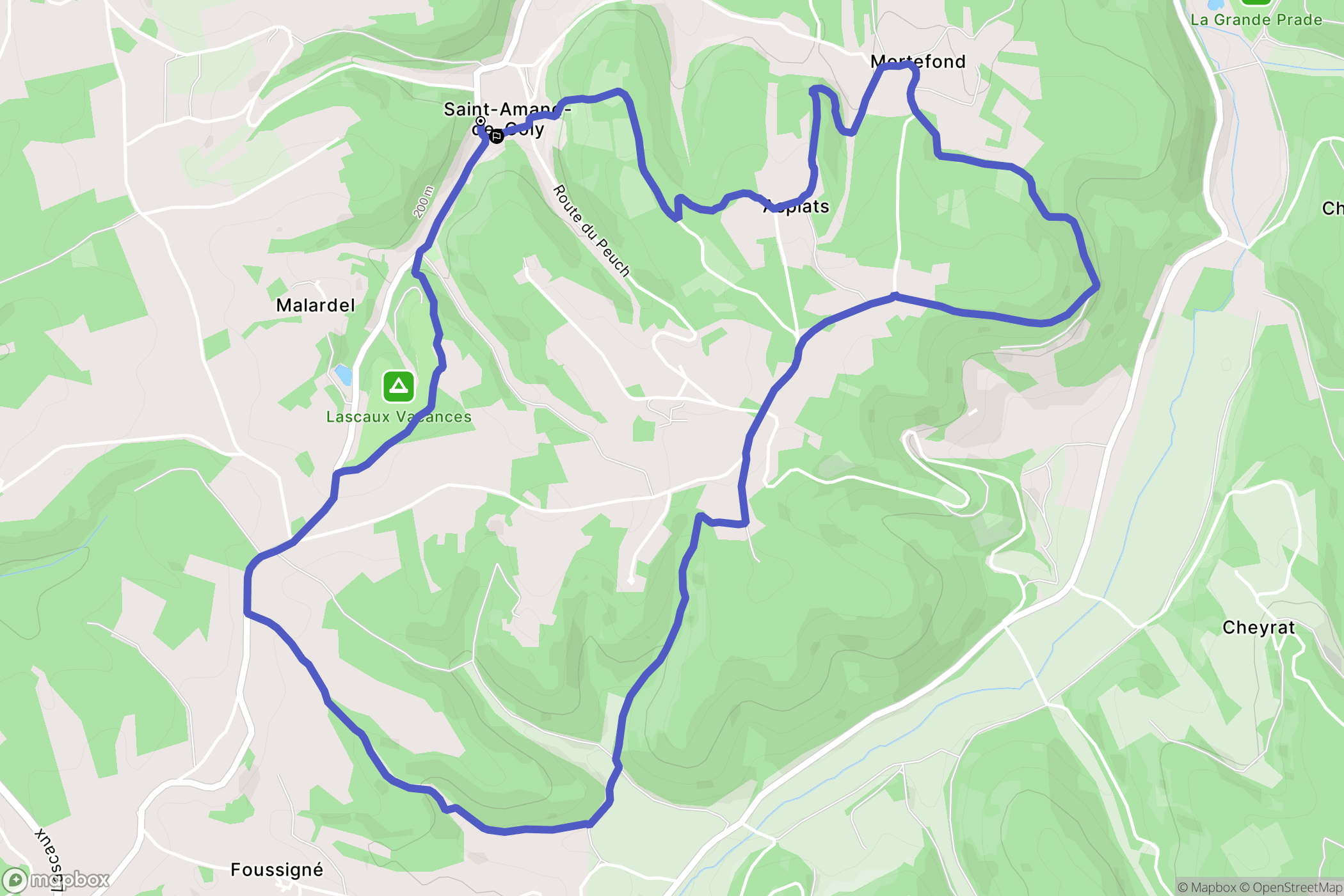 Coly-Saint-Amand : carte du parcours de randonnée - France
