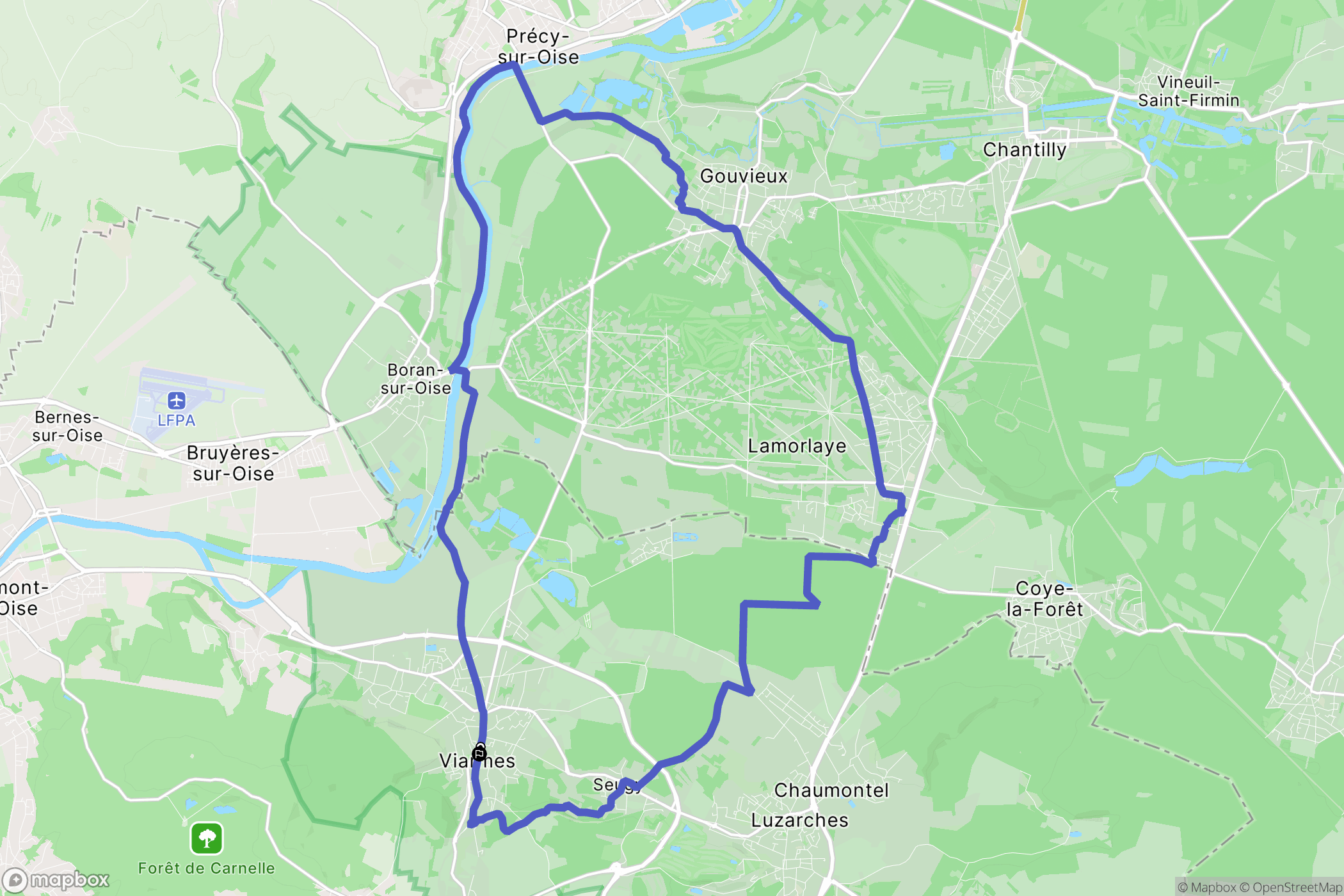 Viarmes : carte du parcours de randonnée - France