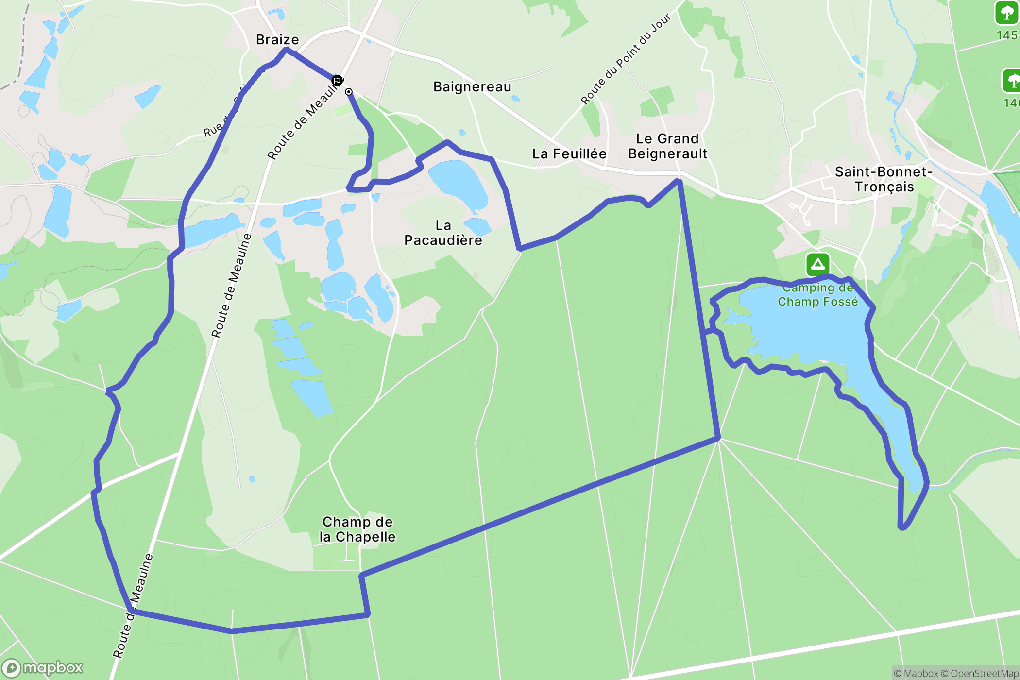 Braize : carte du parcours de randonnée - France