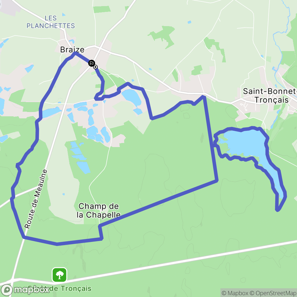 Braize : carte du parcours de randonnée - France