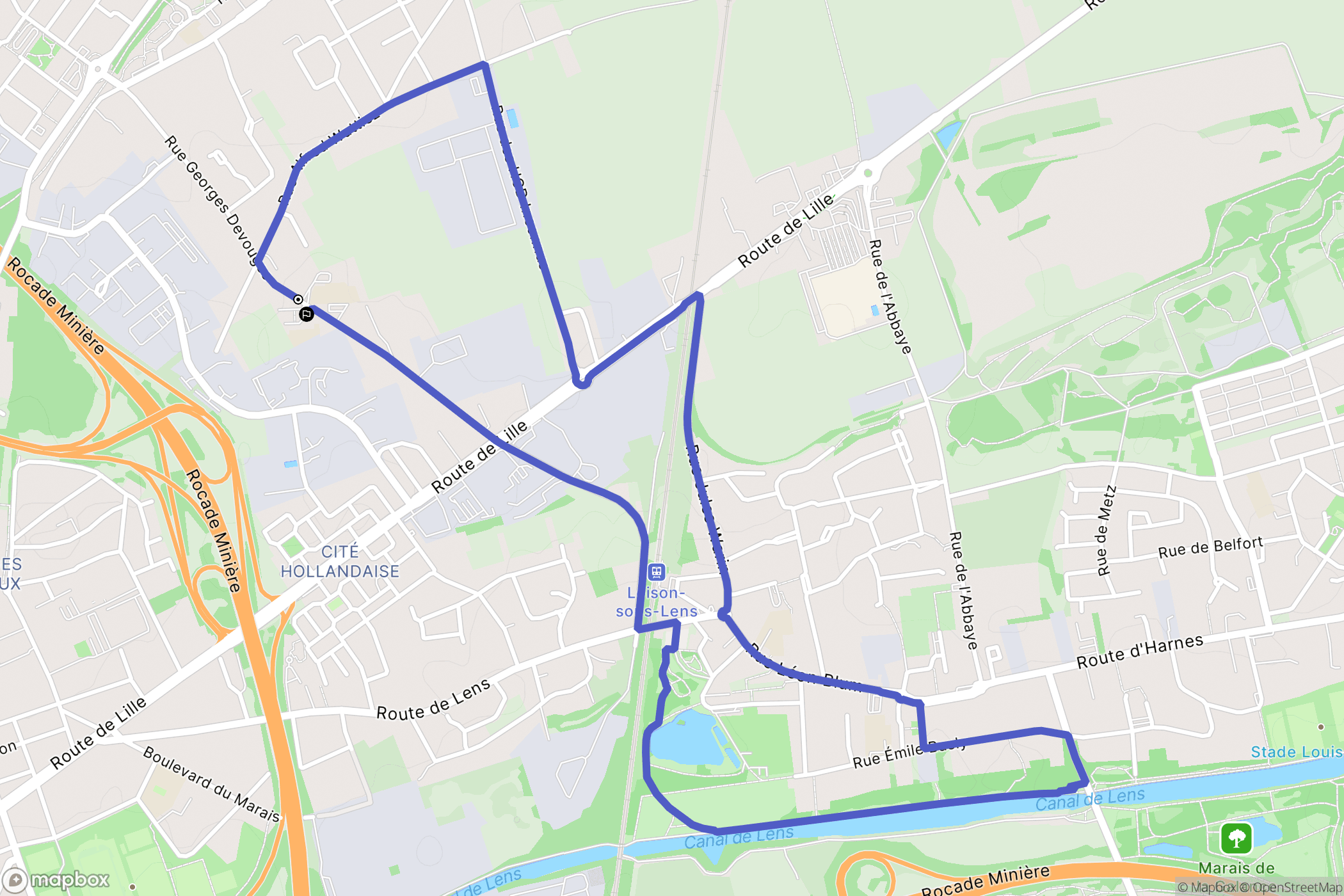Loison-sous-Lens : carte du parcours de randonnée - France