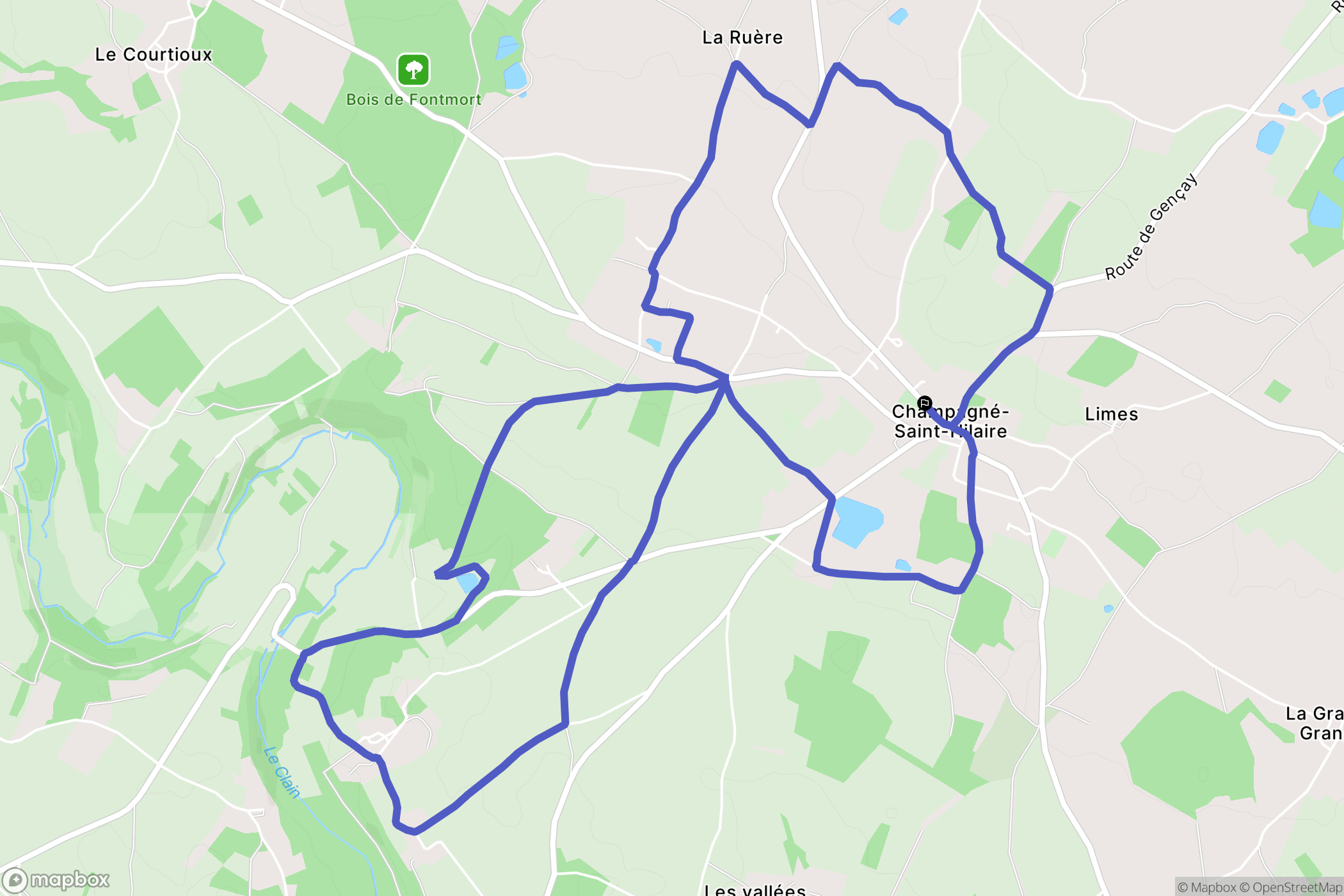 Champagné-Saint-Hilaire : carte du parcours de randonnée - France