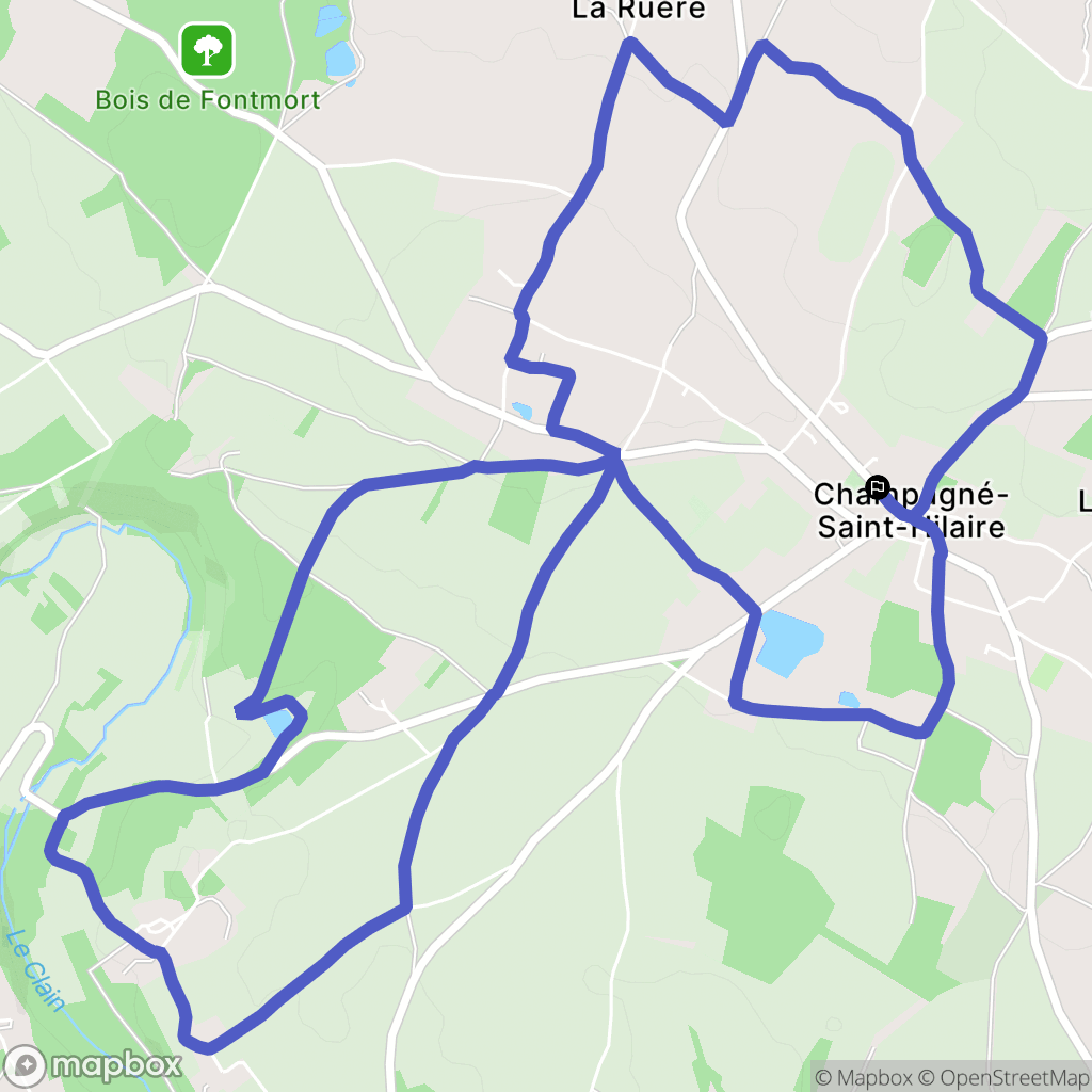 Champagné-Saint-Hilaire : carte du parcours de randonnée - France