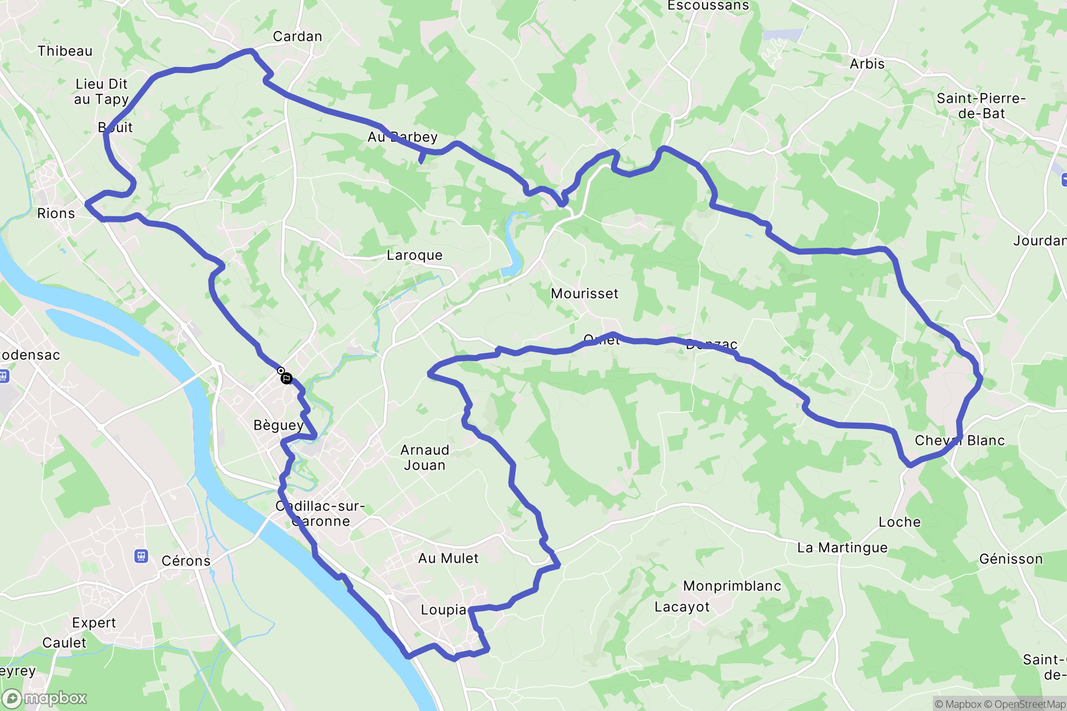 Béguey : carte du parcours de randonnée - France
