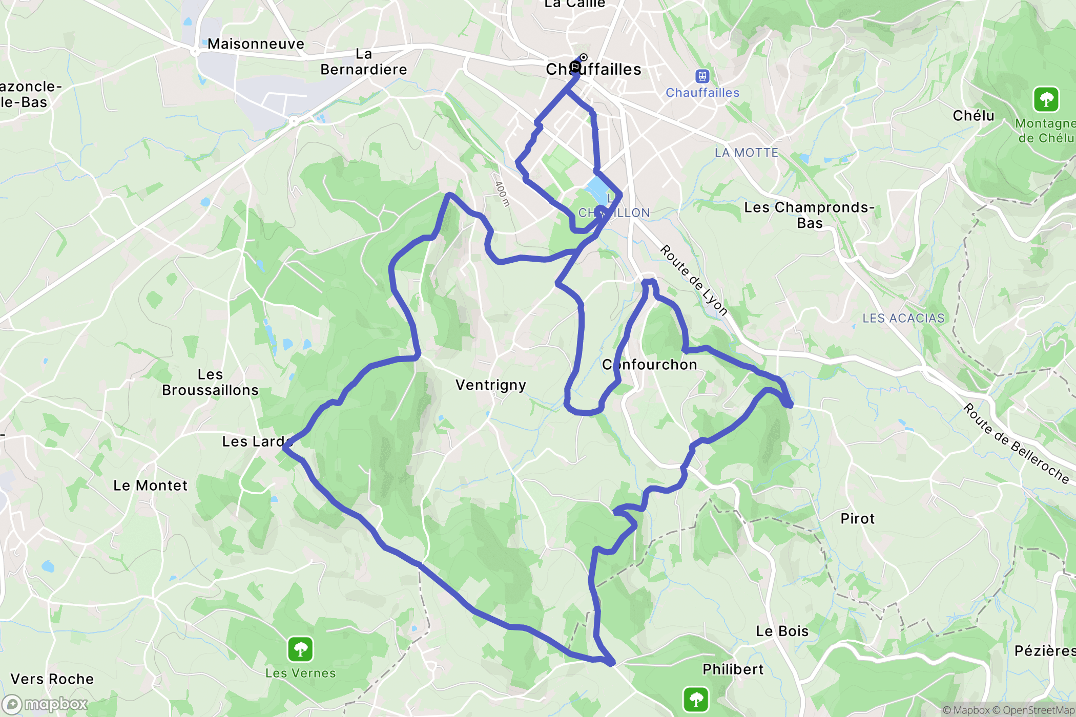 Chauffailles : carte du parcours de randonnée - France