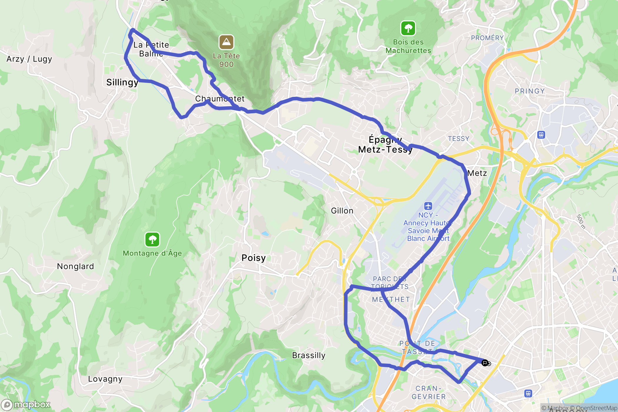 Annecy : carte du parcours de randonnée - France