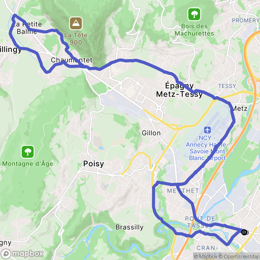 Annecy : carte du parcours de randonnée - France