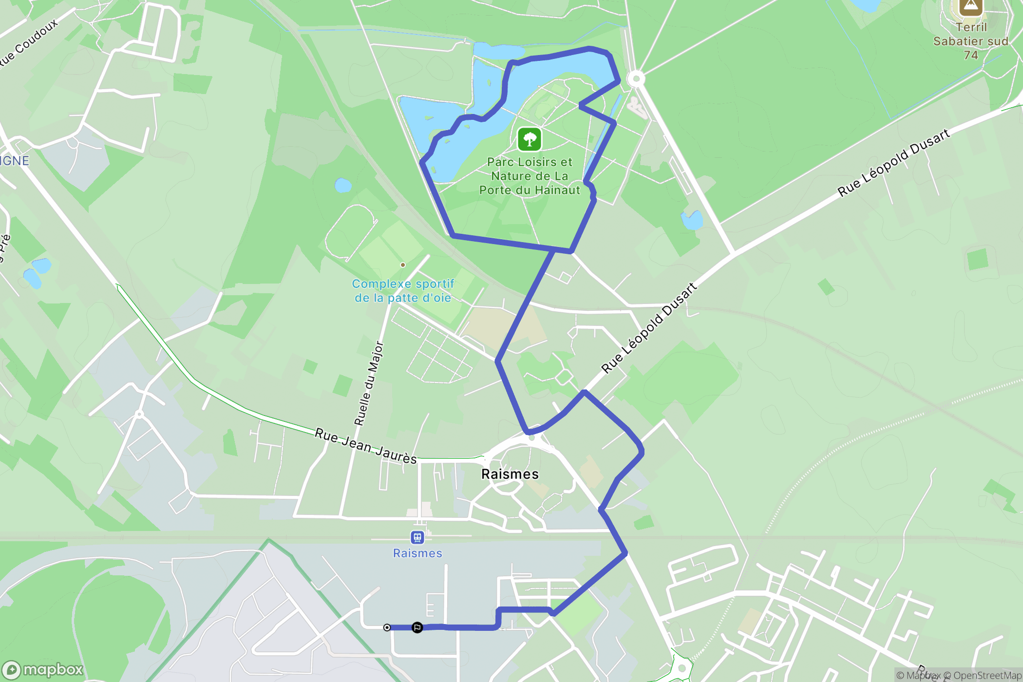 Raismes : carte du parcours de randonnée - France