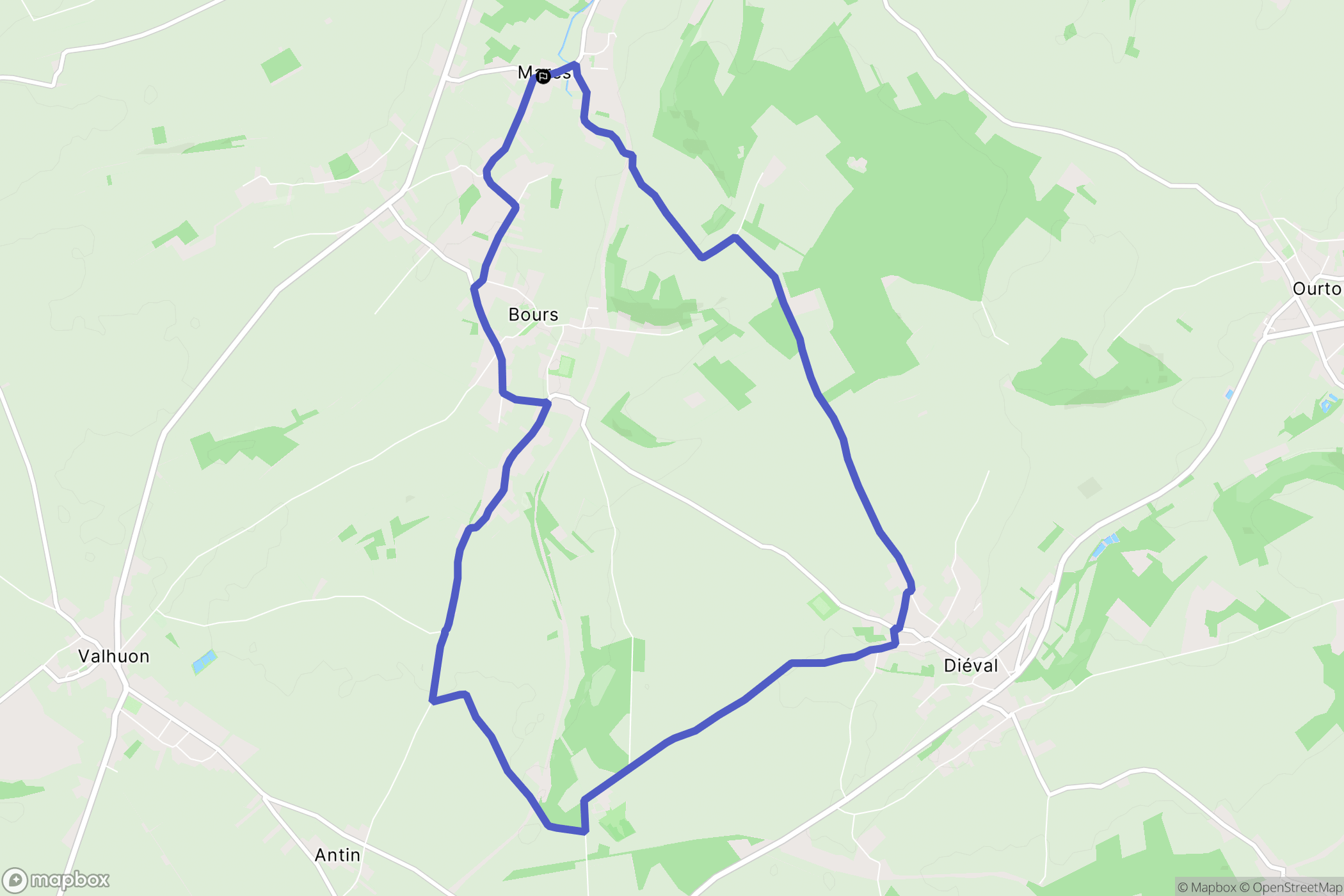 Marest : carte du parcours de randonnée - France