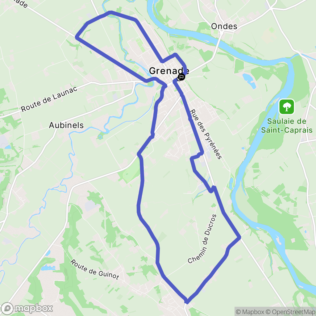 Grenade : carte du parcours de randonnée - France