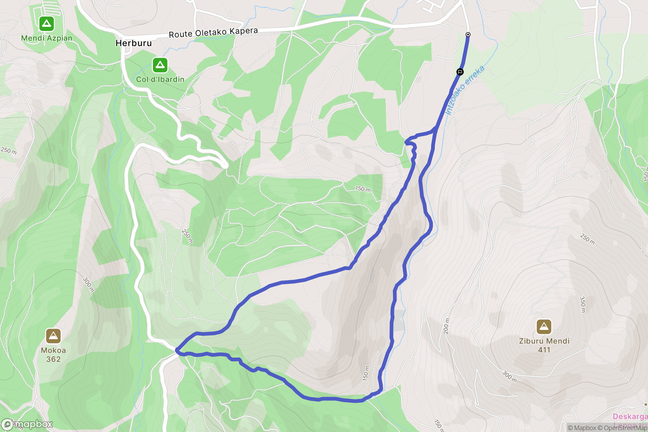 Urrugne : carte du parcours de randonnée - France
