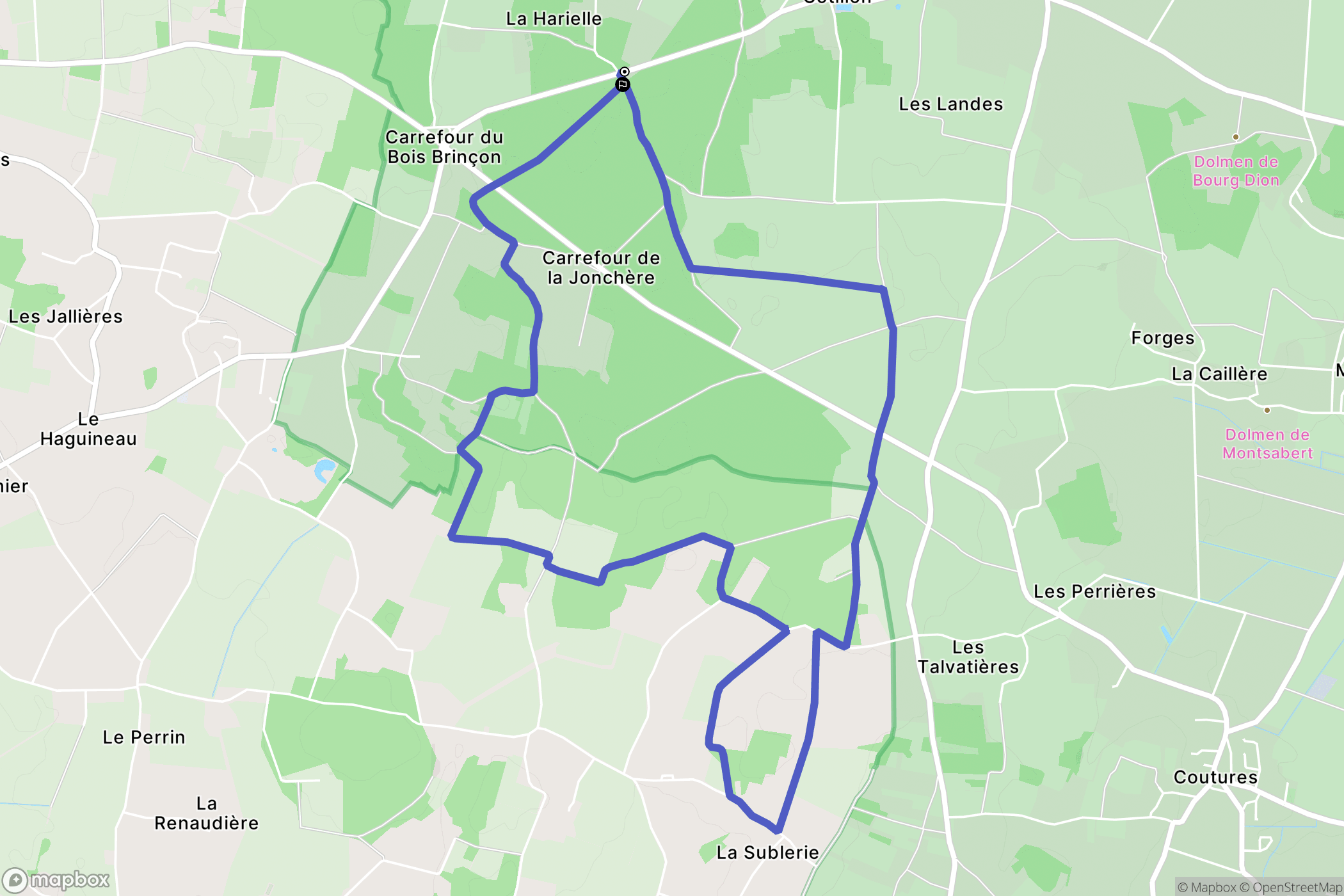 Blaison-Saint-Sulpice : carte du parcours de randonnée - France