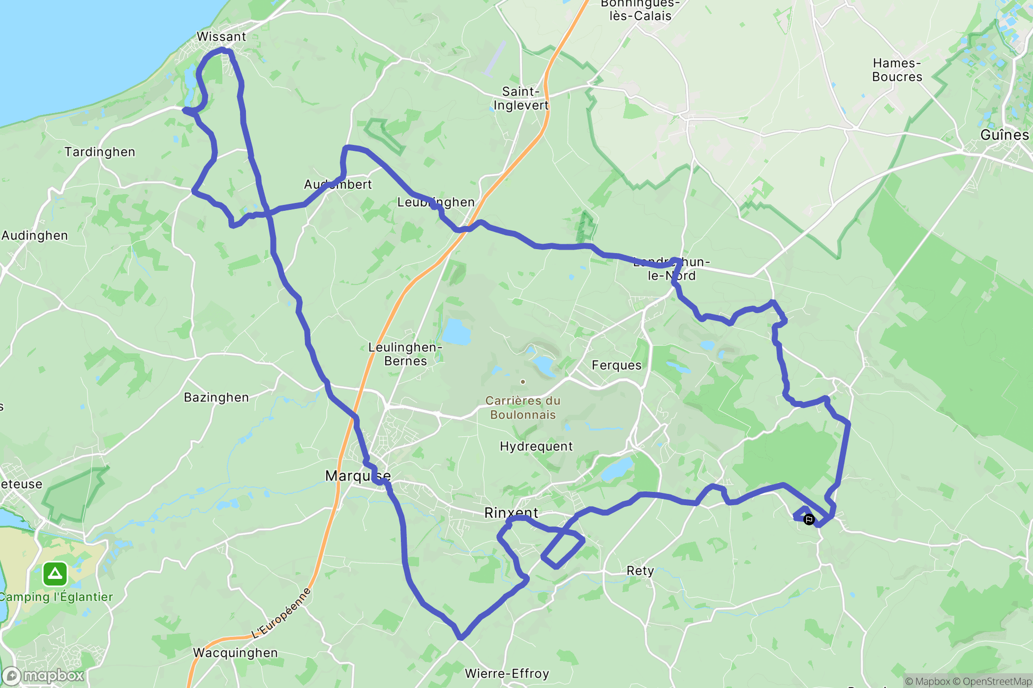 Hardinghen : carte du parcours de randonnée - France