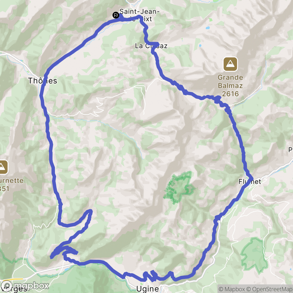 Saint-Jean-de-Sixt : carte du parcours de randonnée - France