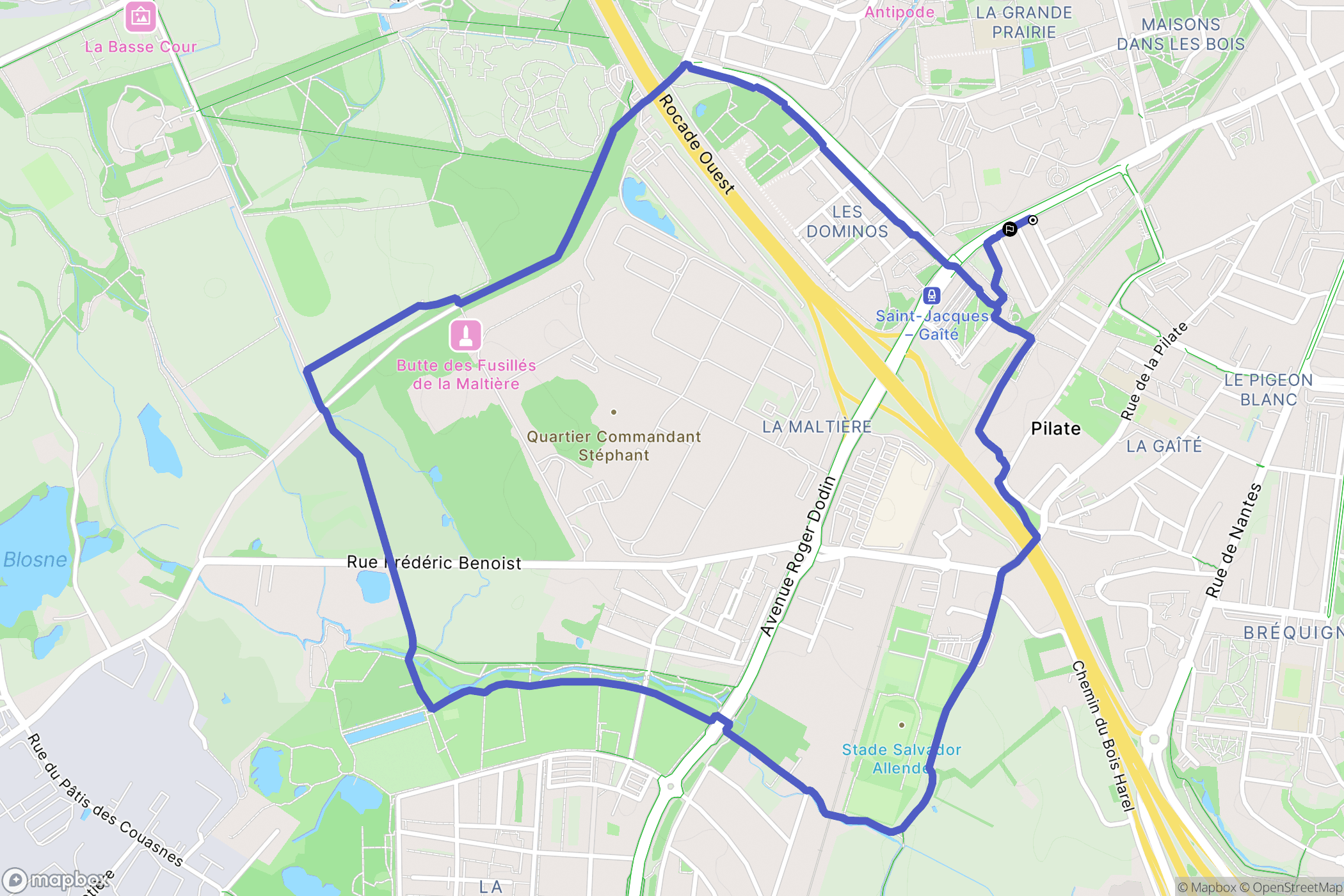 Saint-Jacques-de-la-Lande : carte du parcours de randonnée - France