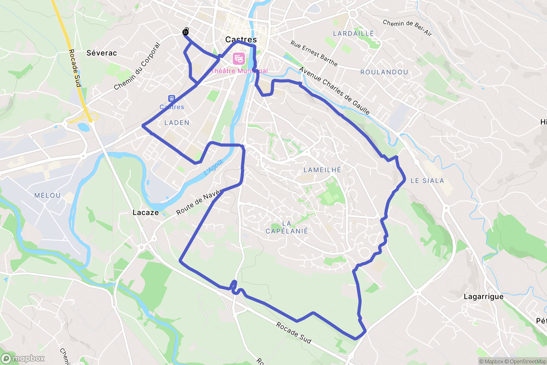 Castres : carte du parcours de randonnée - France