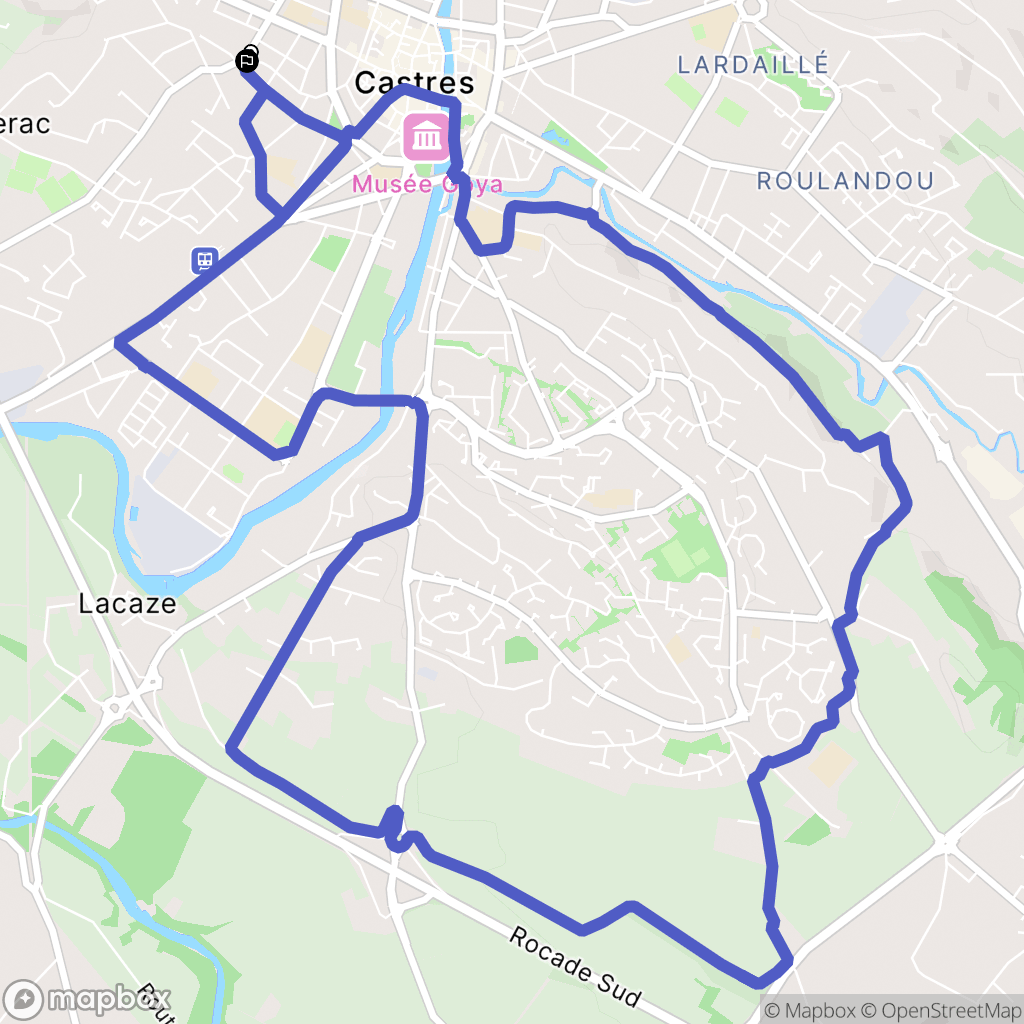 Castres : carte du parcours de randonnée - France