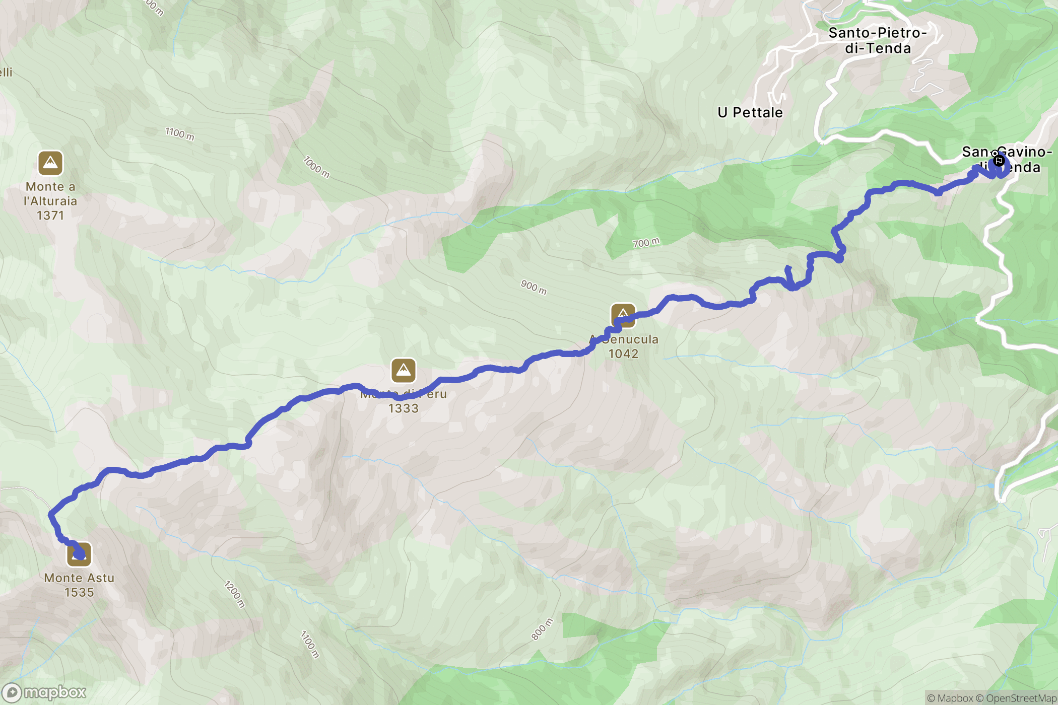 San-Gavino-di-Tenda : carte du parcours de randonnée - France