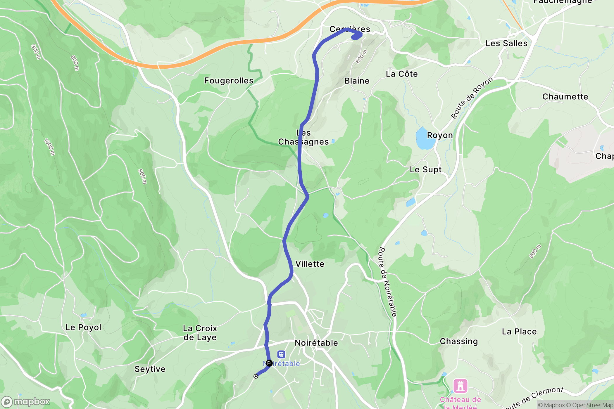 Noirétable : carte du parcours de randonnée - France