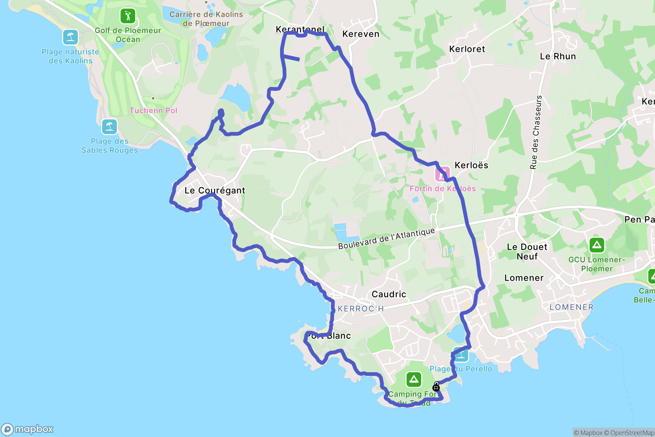 Ploemeur : carte du parcours de randonnée - France