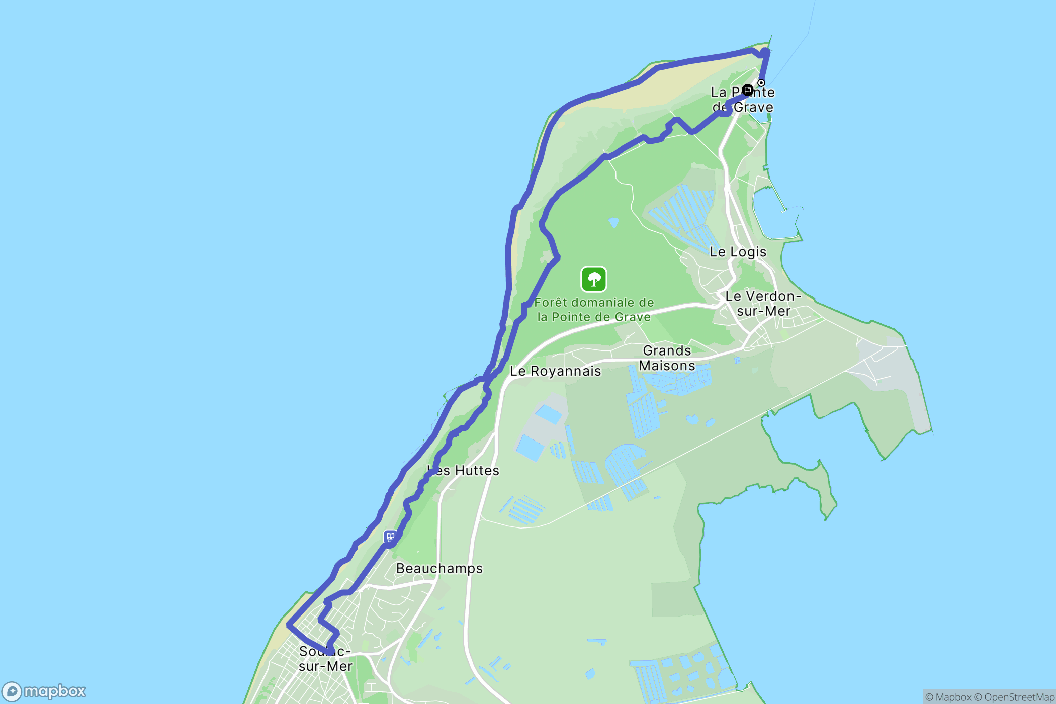 Le Verdon-sur-Mer : carte du parcours de randonnée - France
