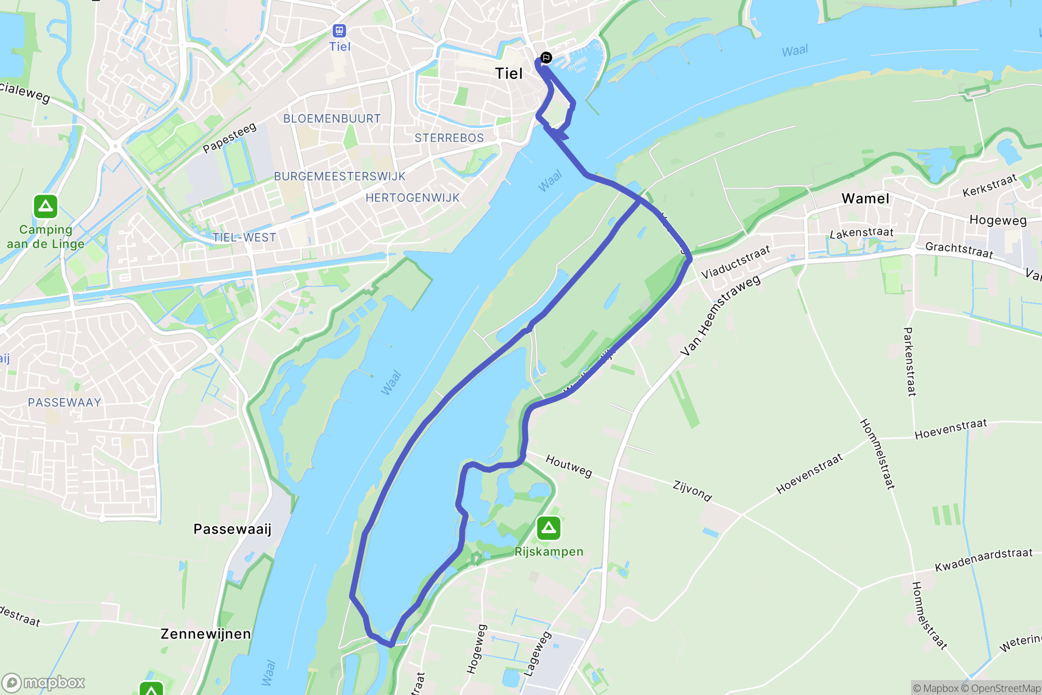 Tiel: routekaart voor buitenactiviteiten - Netherlands