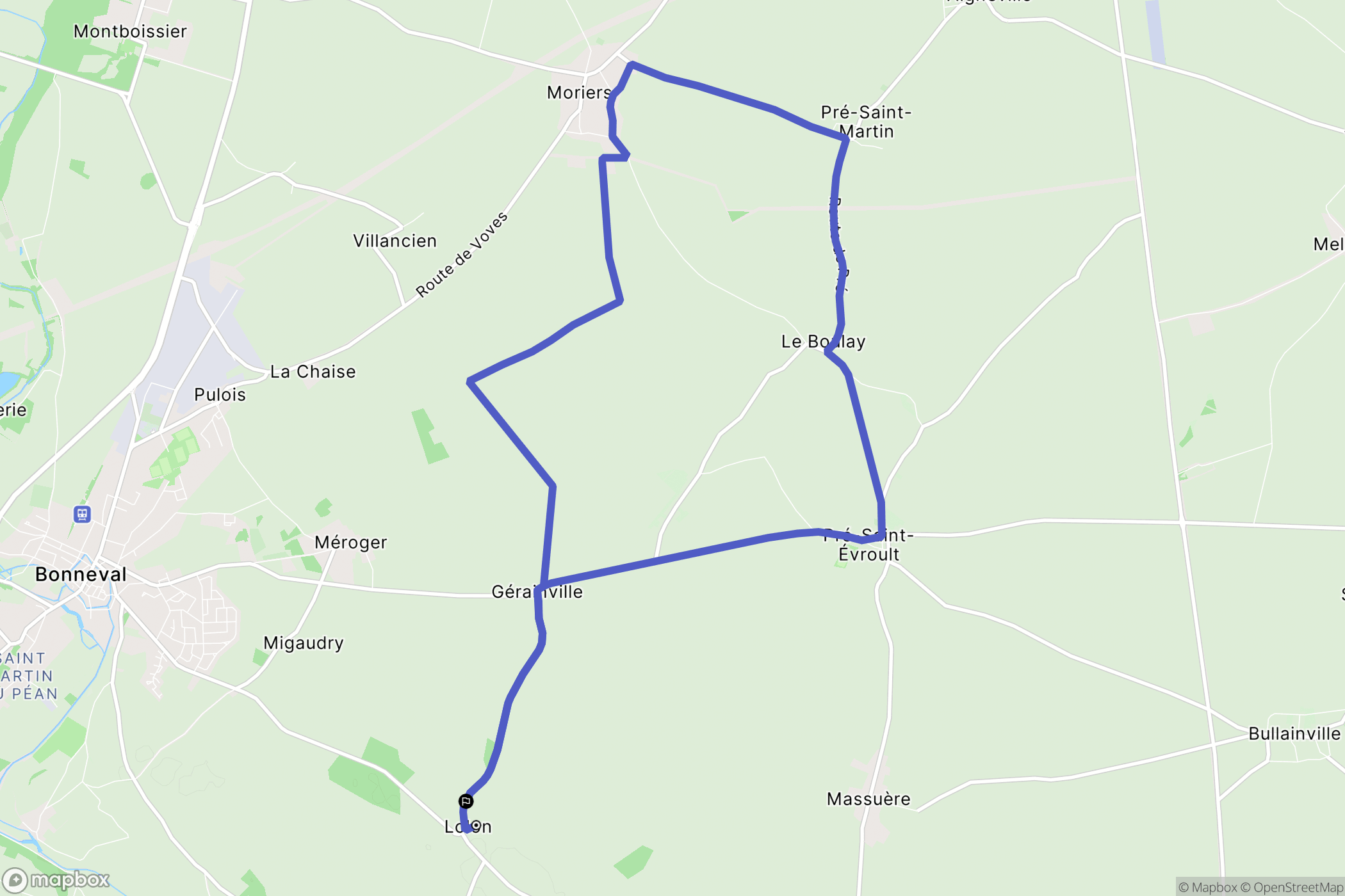 Saint-Maur-sur-le-Loir : carte du parcours de randonnée - France