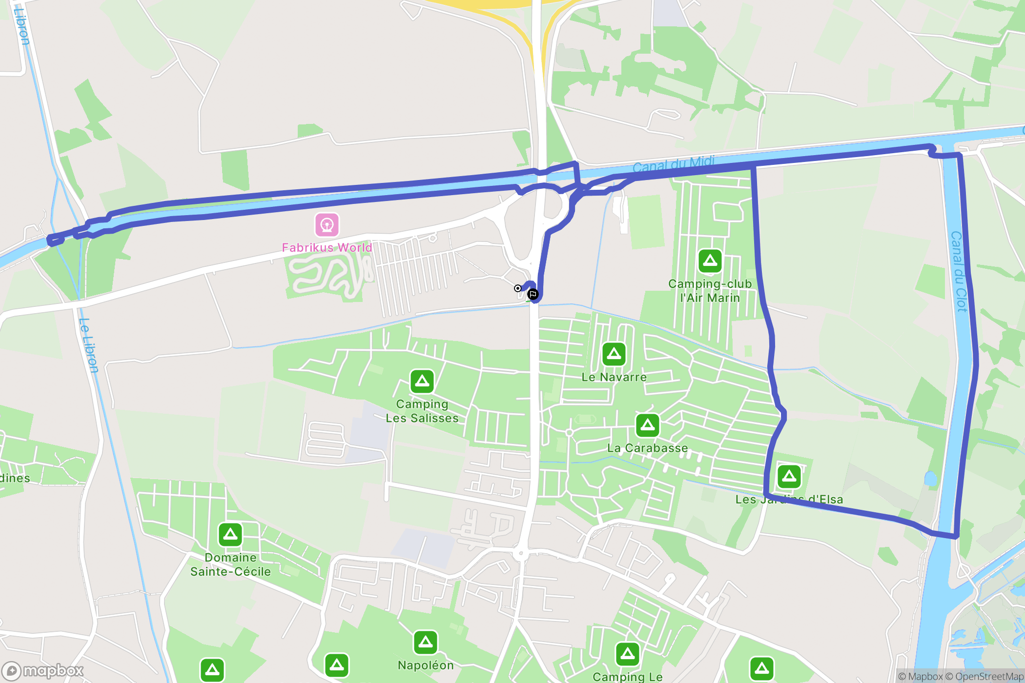 Vias : carte du parcours de randonnée - France