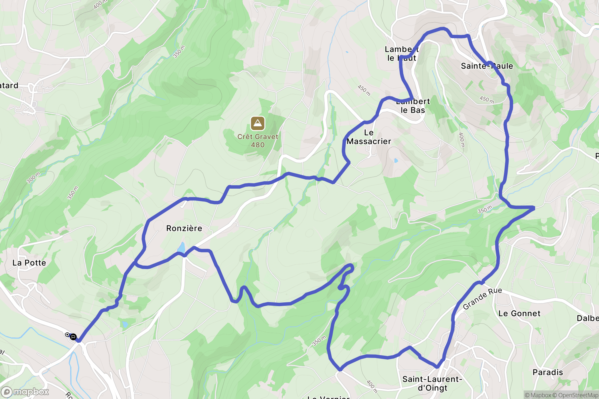 Ternand : carte du parcours de randonnée - France