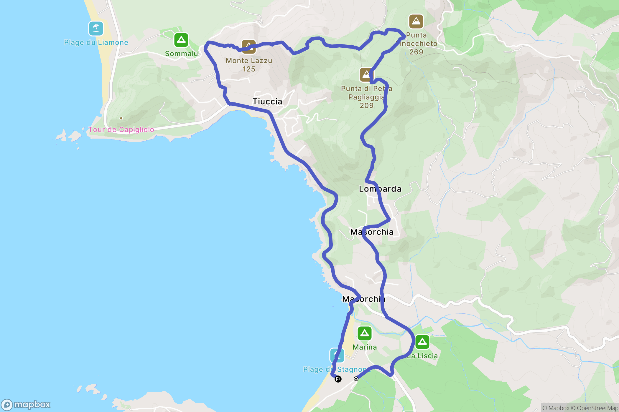 Calcatoggio : carte du parcours de randonnée - France