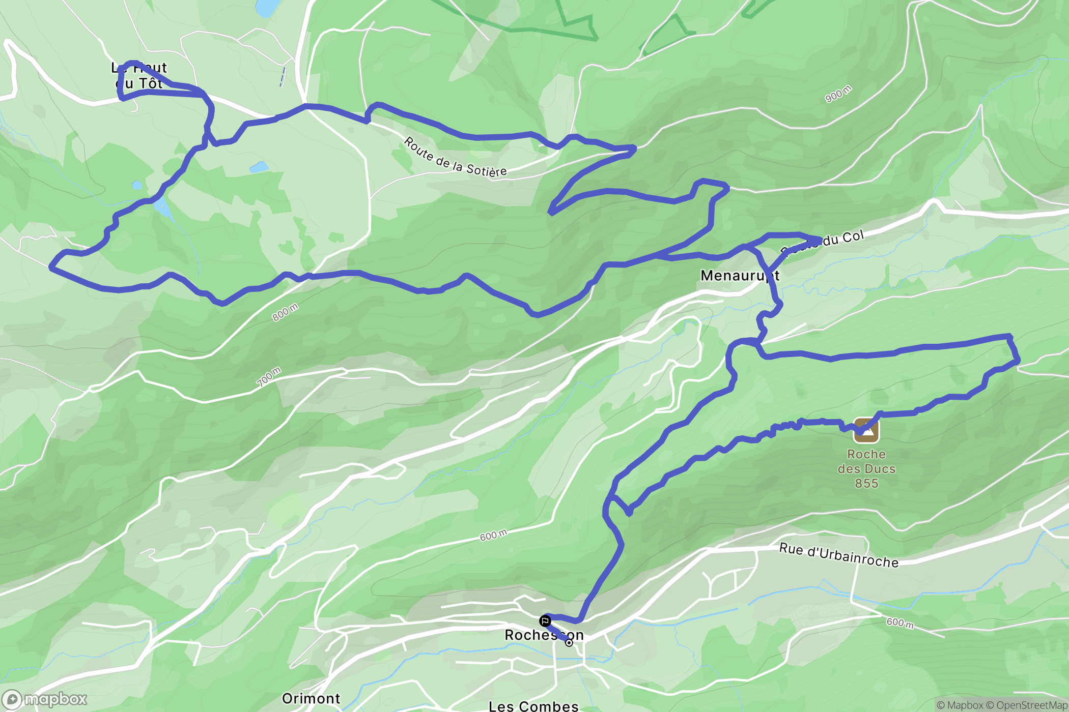Rochesson : carte du parcours de randonnée - France